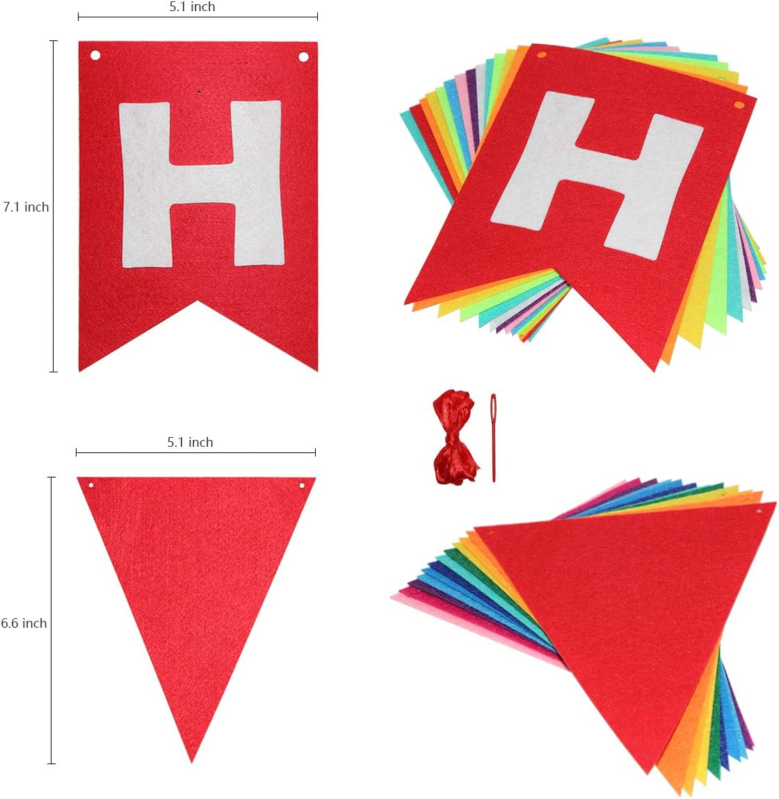 Colorful Happy Birthday Banner, Rainbow Happy Birthday Sign Happy Birthday Decorations Felt Bunting for Birthday Party Supplies, Happy Birthday Party Supplies for Girls Boys image number 2
