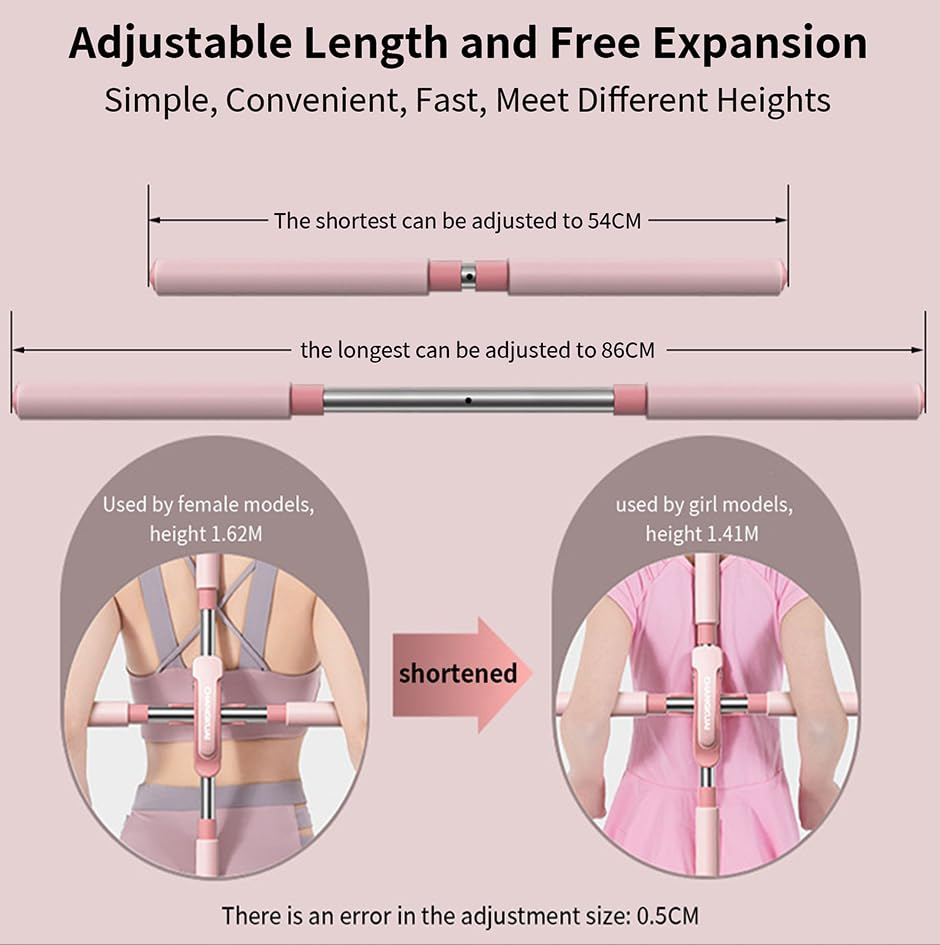 Yoga Sticks Stretching Tool for Humpback Correction &ndash; Retractable Corrector Back Brace for Adult and Child, Stretching Tool for Posture Improvement (Green) image number 4