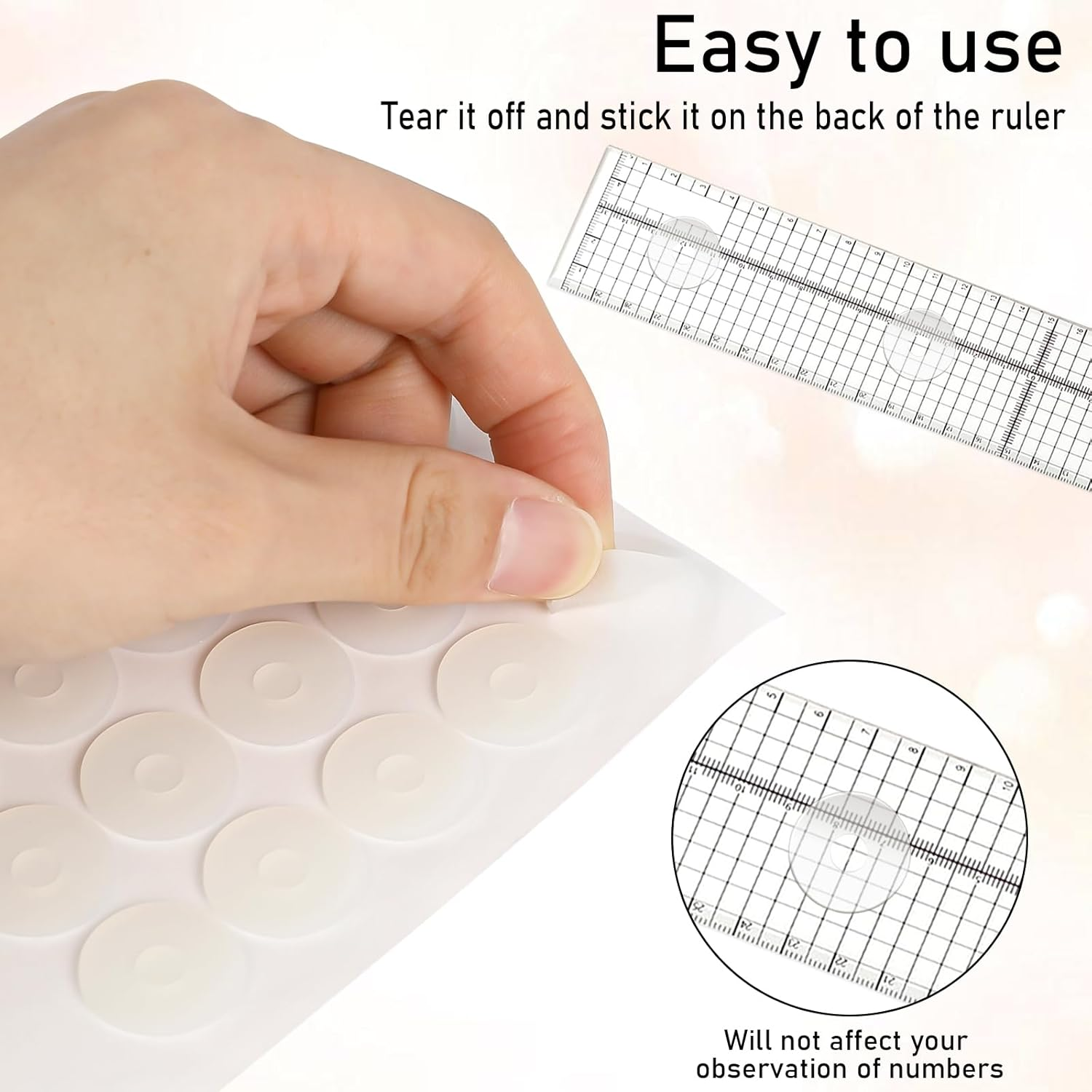 144Pcs Non-Slip Silicone Grips for Quilt Templates, Adhesive Rings for Quilting and Sewing Rulers, Non-Slip Ruler Grip Rings with Adhesive Backing image number 2