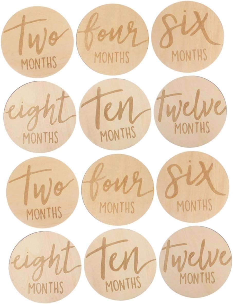 12Pcs Wooden Growth Month Card Monthly Milestone for Boy Milestone Signs Discs for and Toys Months Scenario image number 4