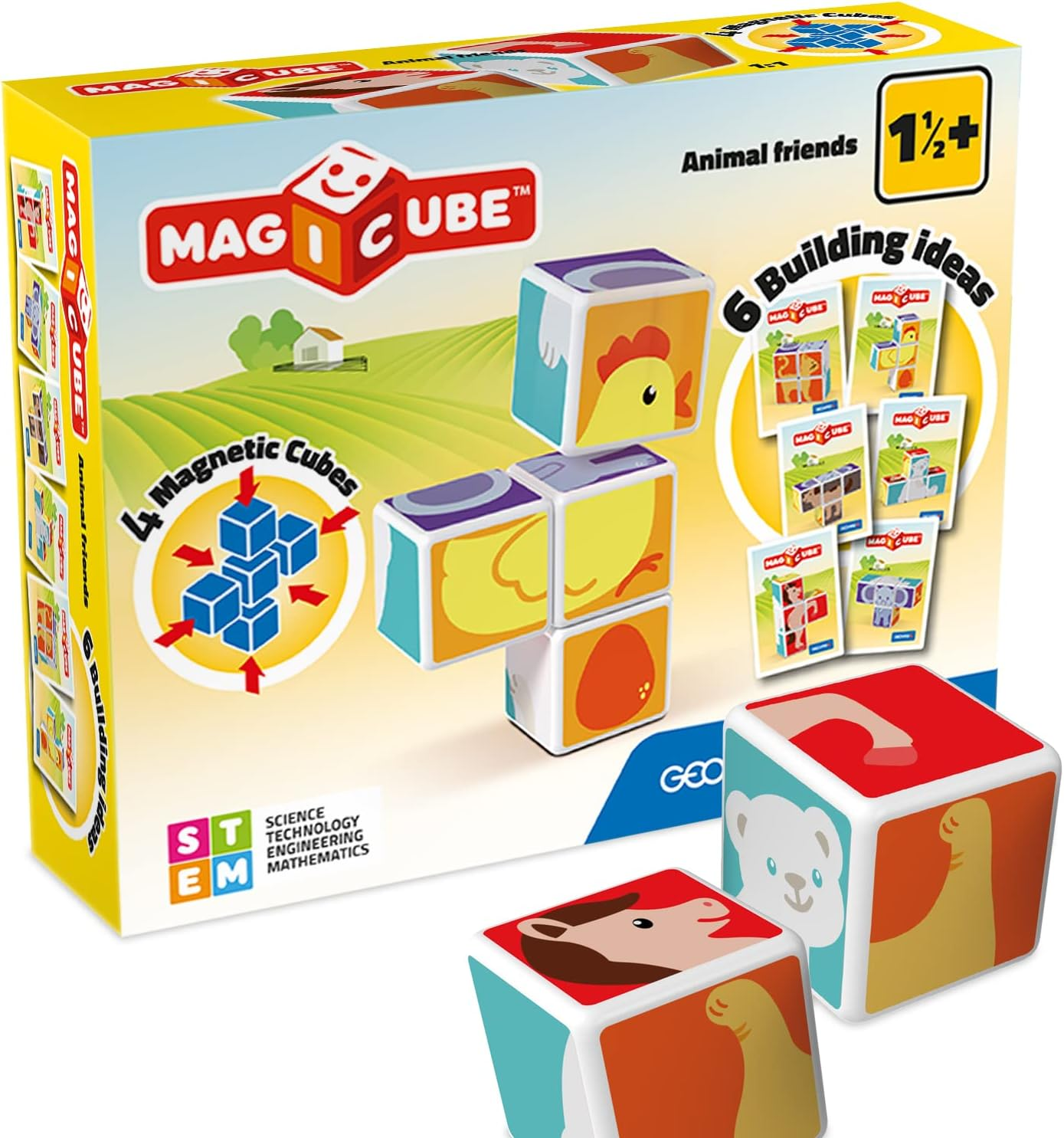 Geomag 132 Magicube Animals Friends - Magnetic Construction Cubes 21 Cm*17 Cm* 7 Cm image number 1