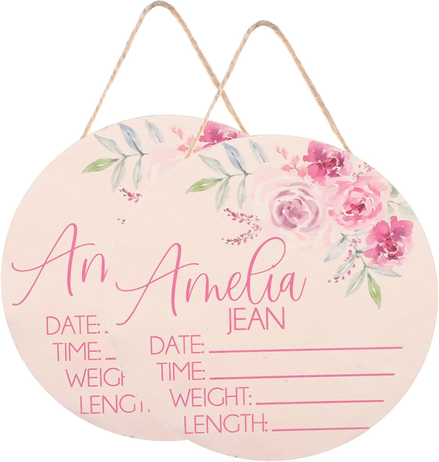 2Pcs Wooden Name Sign for Newborn Announcement Birth Photo Prop Nursery Decor Shower and Hospital Use image number 4