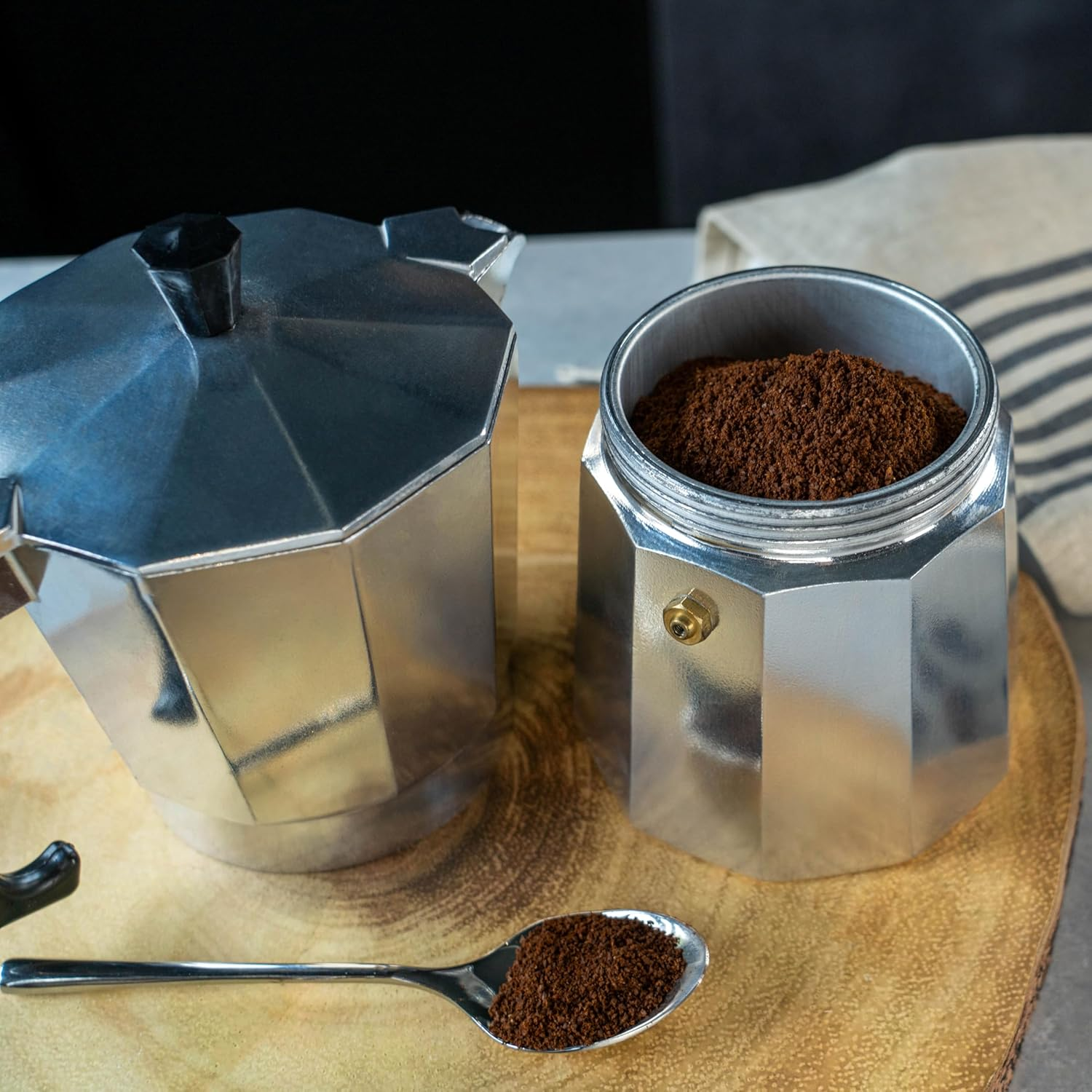 Cafe Ole 12-Cup Italian Style Aluminium Espresso Coffee Maker, Silver, 480 Ml image number 2