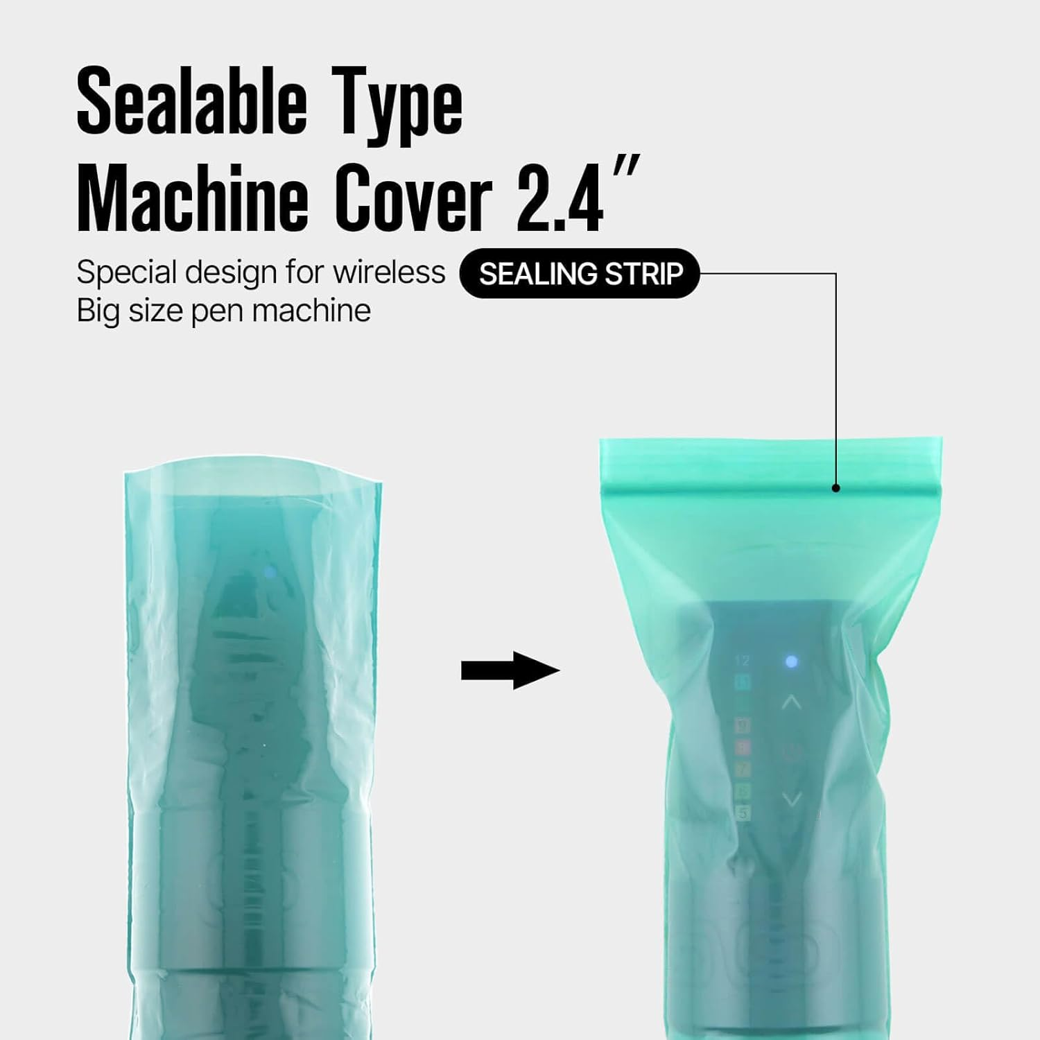 300Pcs Tattoo Machine Covers Sealable Type - 2.4&times;8 Inch Jungle Green Tattoo Pen Covers Machine Bags Sleeves for Cartridge Tattoo Machine - Professional Tattoo Supplies & Accessories image number 2