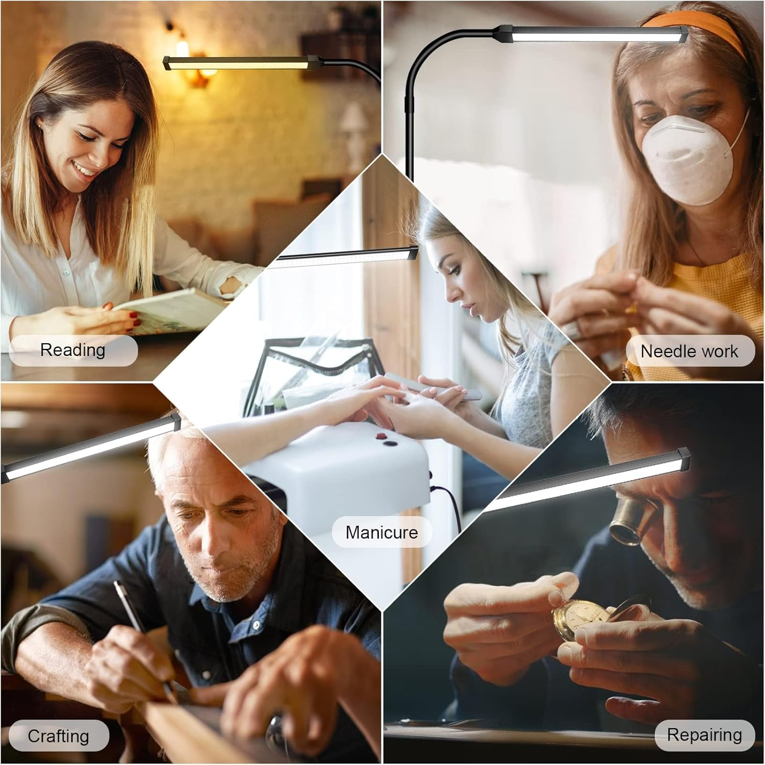 LED Floor Lamp for Living Room with round Chassis,Custom Color Temperature Lash Light,Adjustable Gooseneck Led Floor Lamp for Eyelash (Black-B) (X7) image number 5