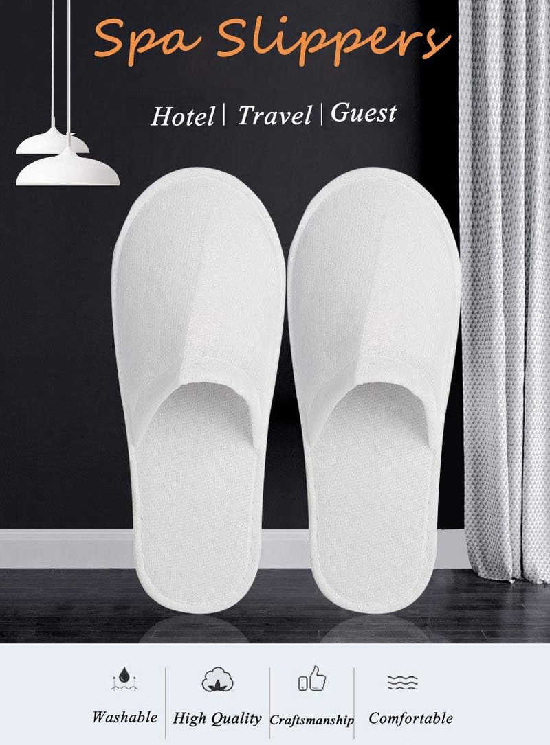 Spa Slippers,Cotton Velvet Closed Toe Disposable Slippers,Non-Slip Slippers Fit Size for Men and Women for Hotel Home Guest Used image number 2