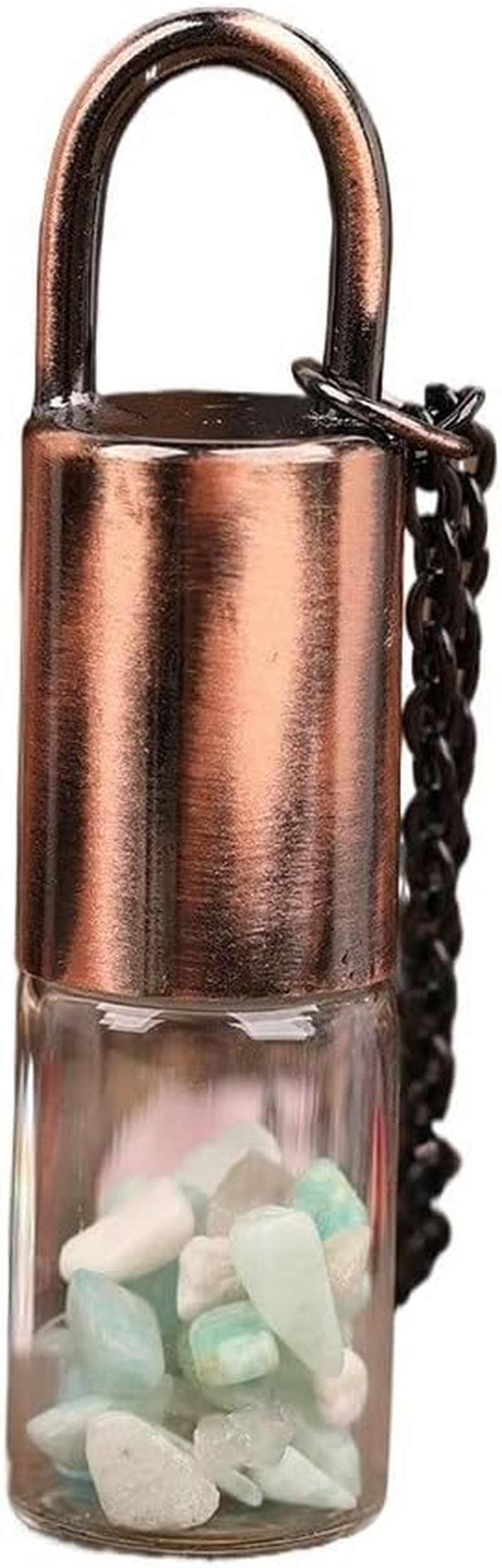 2ML Natural Amethysts Strawberry Quartz Roll on Perfume Bottle Pendant Necklace Women Quartz Crystal Essential Oil Roller Bottle (Size : Amazonite)