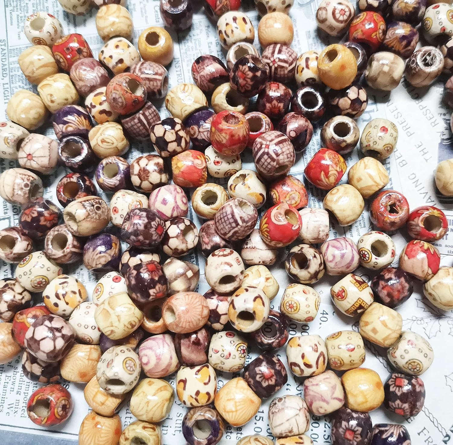 300Pcs Large Hole Barrel Wood Beads, Betterjonny 12Mm Mixed Painted Barrel Wood Spacer Beads Hair Braid Beads for Macrame Rosary Bracelet Jewelry Craft Making - 300Pcs Barrel Beads(12Mm) image number 3