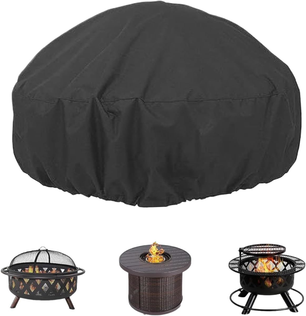 Outdoor Fire Pit Cover | Windproof Oxford Fabric,Waterproof Outdoor Fire Pit Cover | for Sunlight Snow Leaves Debris Grilling Barbecue Cooking Burning Bonfire