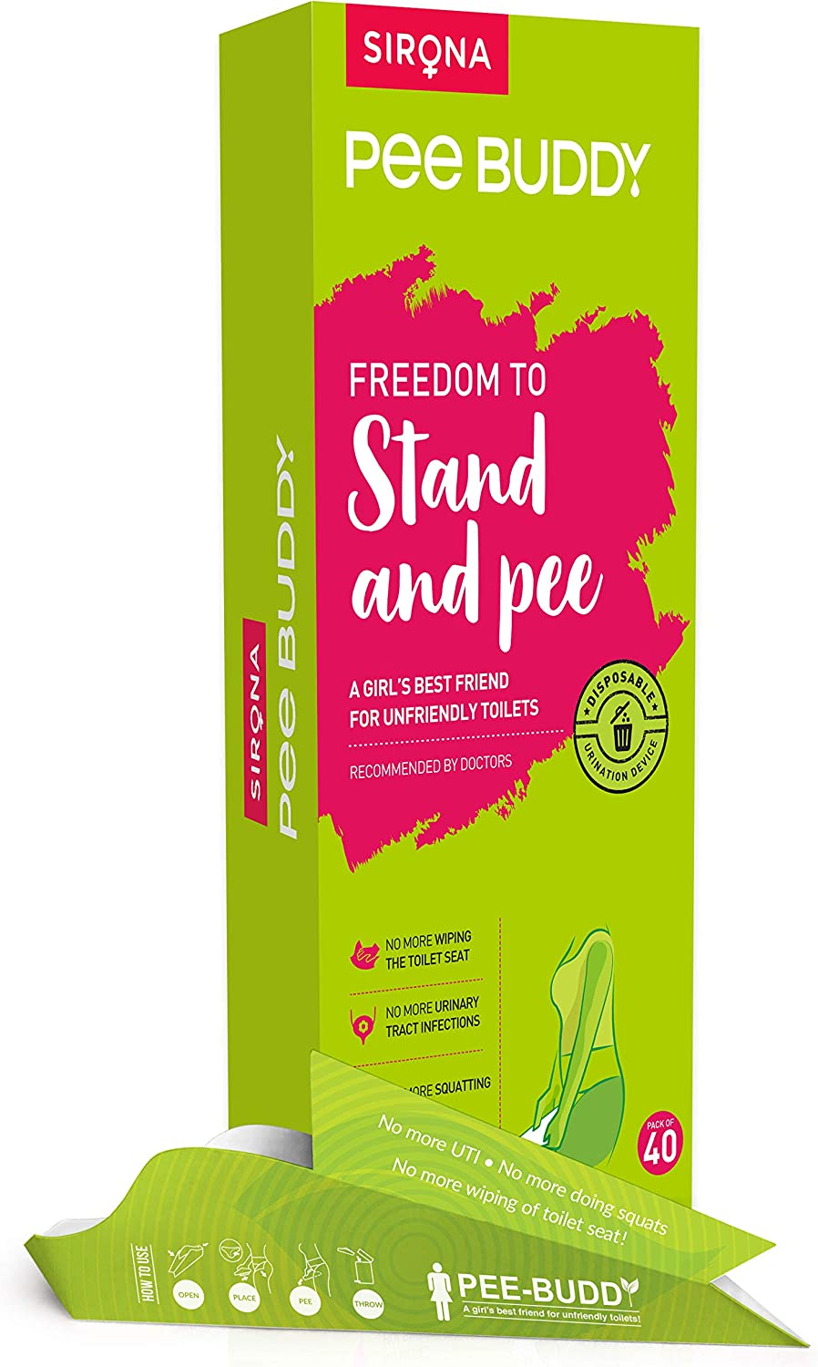 PEE BUDDY 40 Funnels Female Urination Device | No Mess Disposable Urinal Funnel | Travel, Camping, Hiking, Festivals, and Outdoor Activities | Paper Based Stand and Pee Funnel for Women, Girls image number 3