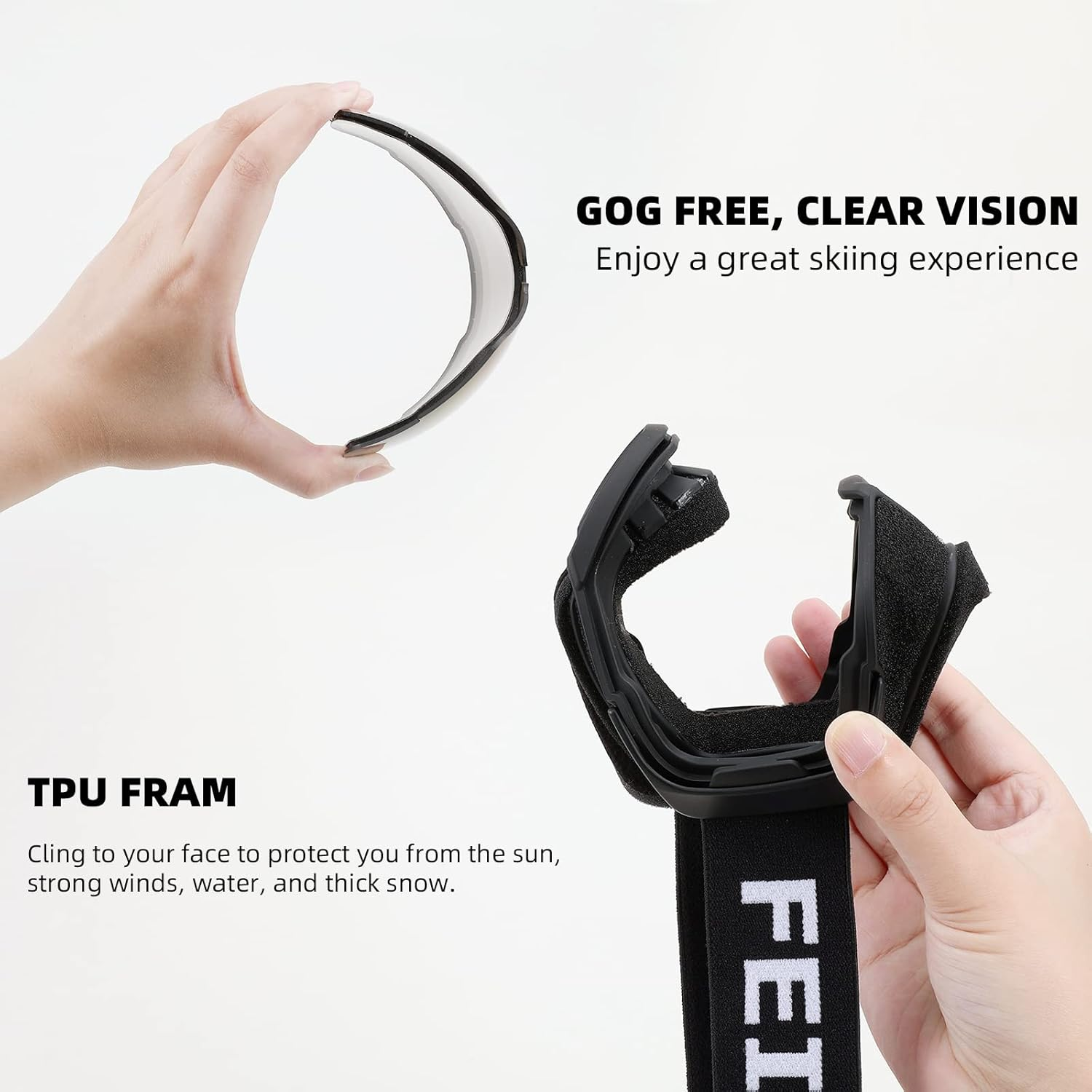 FEISEDY Ski Goggles, anti Fog UV400 Protection Snowboard Snow Goggles for Men Women Adult B2961