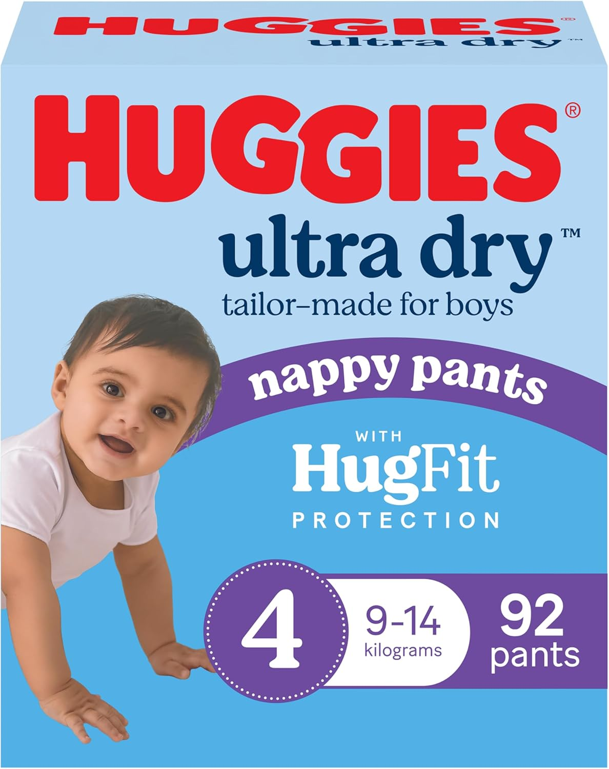 Huggies Ultra Dry Nappy Pants Boy Size 4 (9-14Kg) 92 Count - Packaging May Vary image number 3