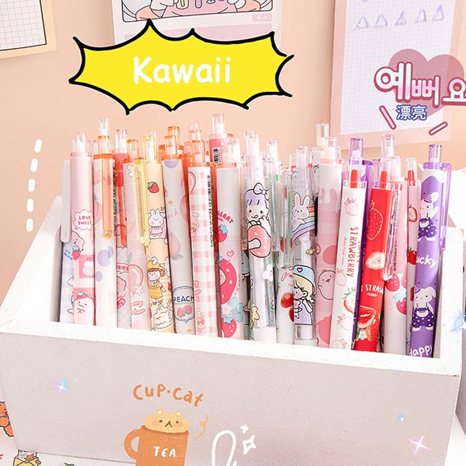MLAFE Kawaii Gel Pen Cute Creative 30 Packs Black Water Pen Kawaii Signature Pen Office Pen Cute School Supplies (Style Five) image number 2