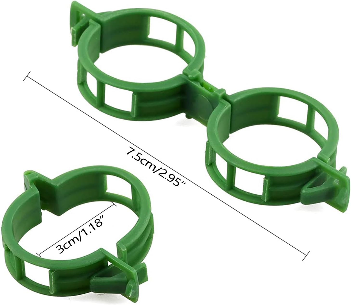 Plant Support Clips, Plastic Plant Clips for Climbing Plants, Reusable Garden Clips for Tomato and Other Vine Plants, Trellis Clips to Grow Upright Makes Plants Healthier (Green, 100Pcs) image number 3