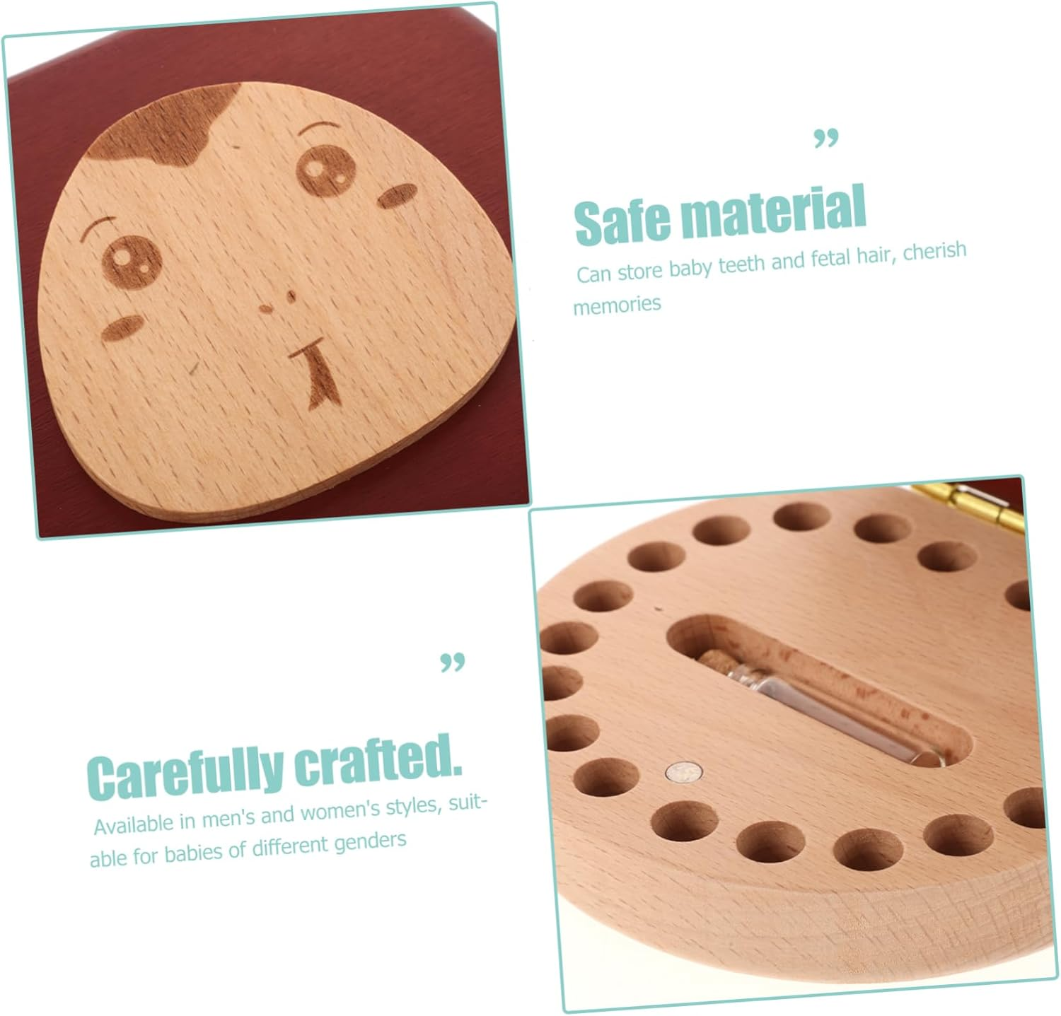 Yardwe Tooth Keepsake Box Wooden Tooth Organizer for Boys with Individual Compartments for Easy Storage Milestone Tracking Newborn