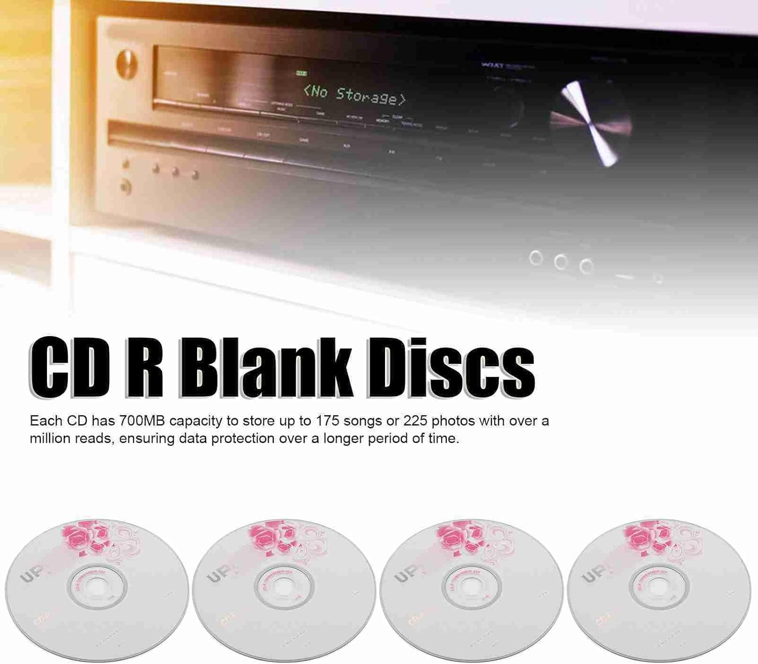 CD R Blank Discs, 52X 730MB Recordable Disc Blank Cds for Storing Digital Images Music Data, Long Term Data Archiving Discs, 175 Songs Storage Capacity, 225 Photos Storage Cds (50PCS) image number 4