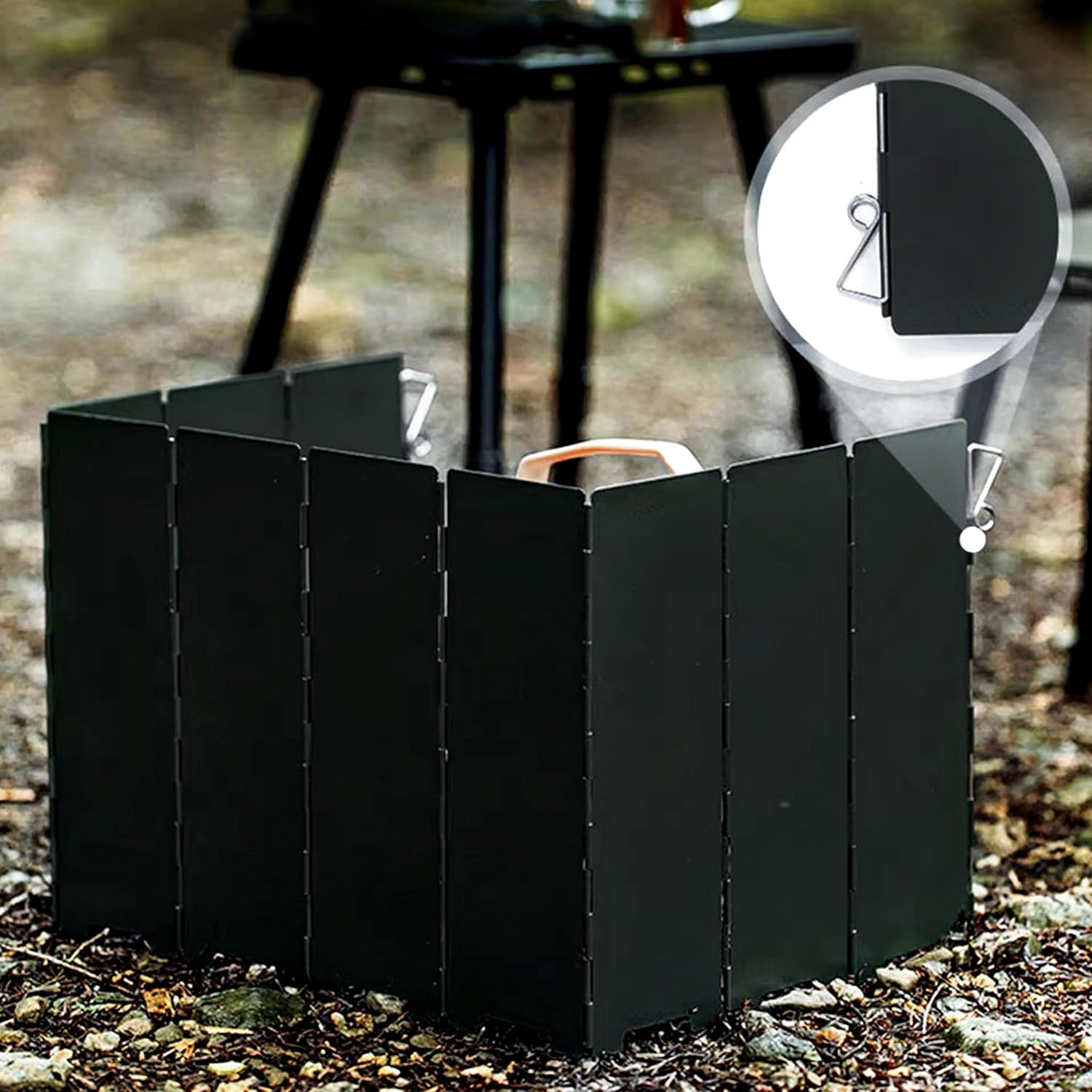 Bay Breeze Wind Screen Shield for Portable Stove 10 Folding Panels for Gas Burner, Camping Cookware Kitchen Plates for Windproof Protection, Outdoor Hiking Cooking Kits Windshield Windscreen (Black) image number 3
