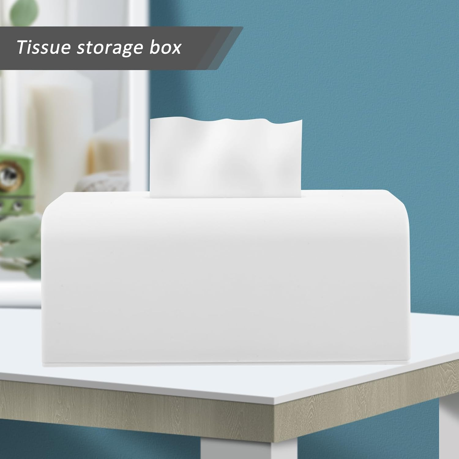 VICASKY Car Plastic Tissue Box Holder Square Tissue Box Cover White Napkin Storage Container Practical for Home and Office