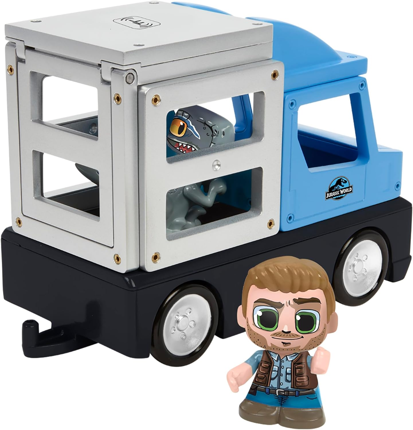 TILE TOWN Jurassic World Dino Rescue Magnetic Tiles Construction Building Set + Figures + Car, Kids 3-5+, New Action Tiles for Action Play, Realistic Builds, STEM Creative Toy image number 4