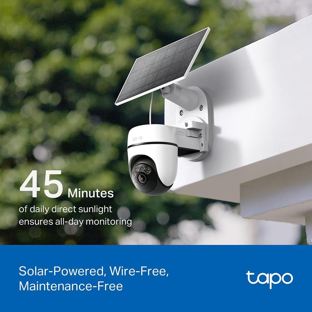 Tapo Solar-Powered Pan/Tilt Security Camera Kit, 2K 3MP, 360&deg; AI Tracking, Upgraded Patrol Mode, Free AI Detection, Sound/Light Alarm, Colour Night Vision, IP65, Local or Cloud Storage(Tapo C610 KIT) image number 2