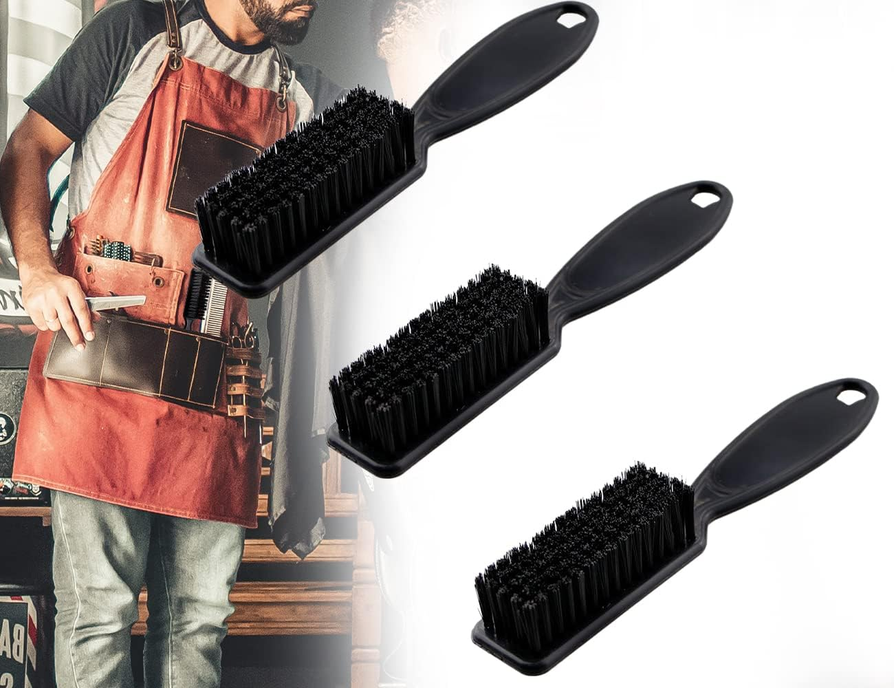 KAPSING Pack of 3 Black Sleek Bun Brush Hairdressing Accessories Brush for Sleek Braid Barber Brush Nylon Brush Nail Brush image number 5