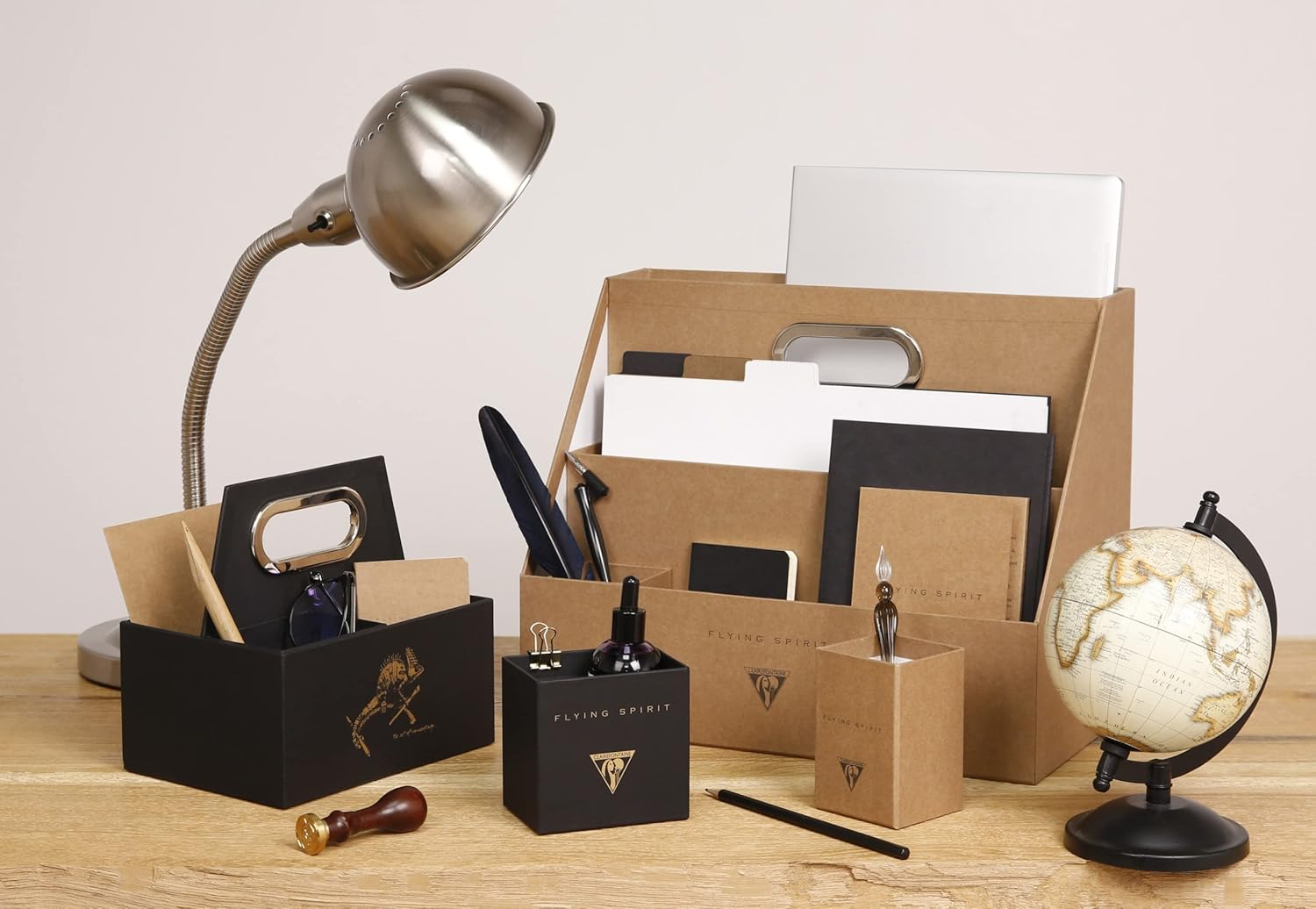 Clairefontaine Flying Spirit 116031C Pencil Box/Organiser 22 X 14 X 19 Cm, Portable and Lightweight, Ideal for Desk, Black, Pack of 1 image number 3