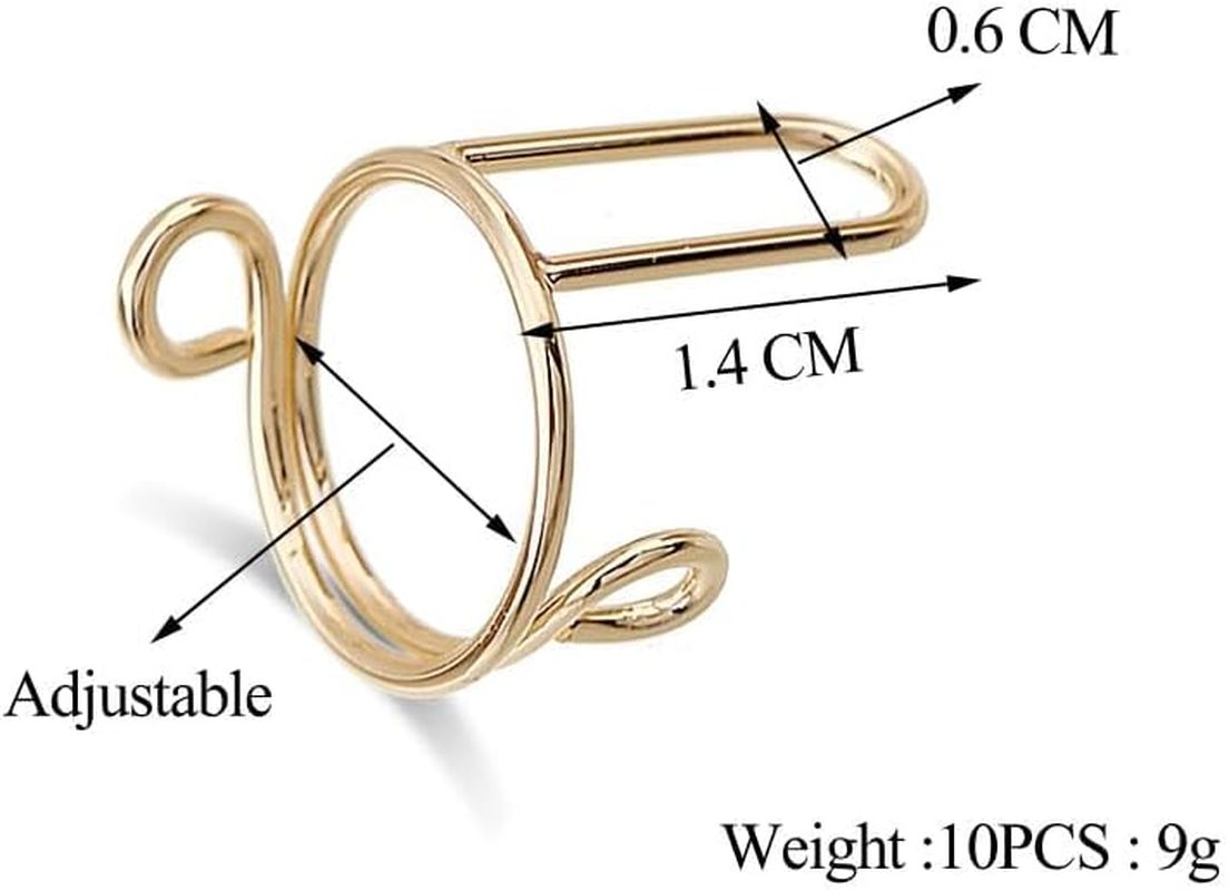 12 Pcs Wudu Nail Rings,Adjustable Women Gift Ring,Removable Nail Art Decoration,Reusable Nail Rings Non-Tarnish,For Nails Art DIY Decoration (Silver) - Rose Gold image number 6