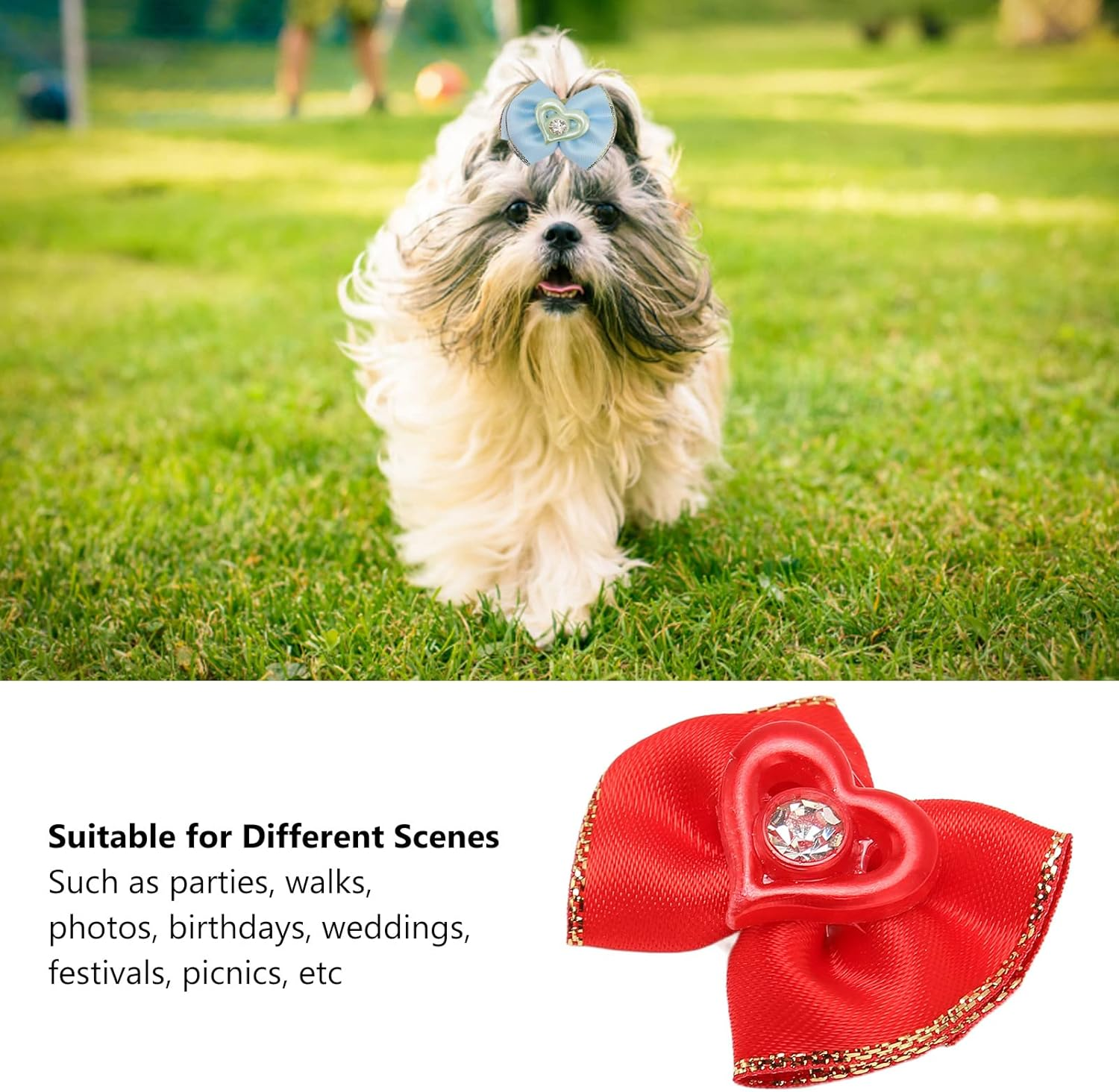 JOROBURO 24 Pcs Pet Hair Bows, Cute Colorful Dog Hair Bowknots with Rubber Bands, Craft Dog Hair Bows Pet Hair Accessories with Elastic Band for Puppy Dog Cat Rabbit image number 4