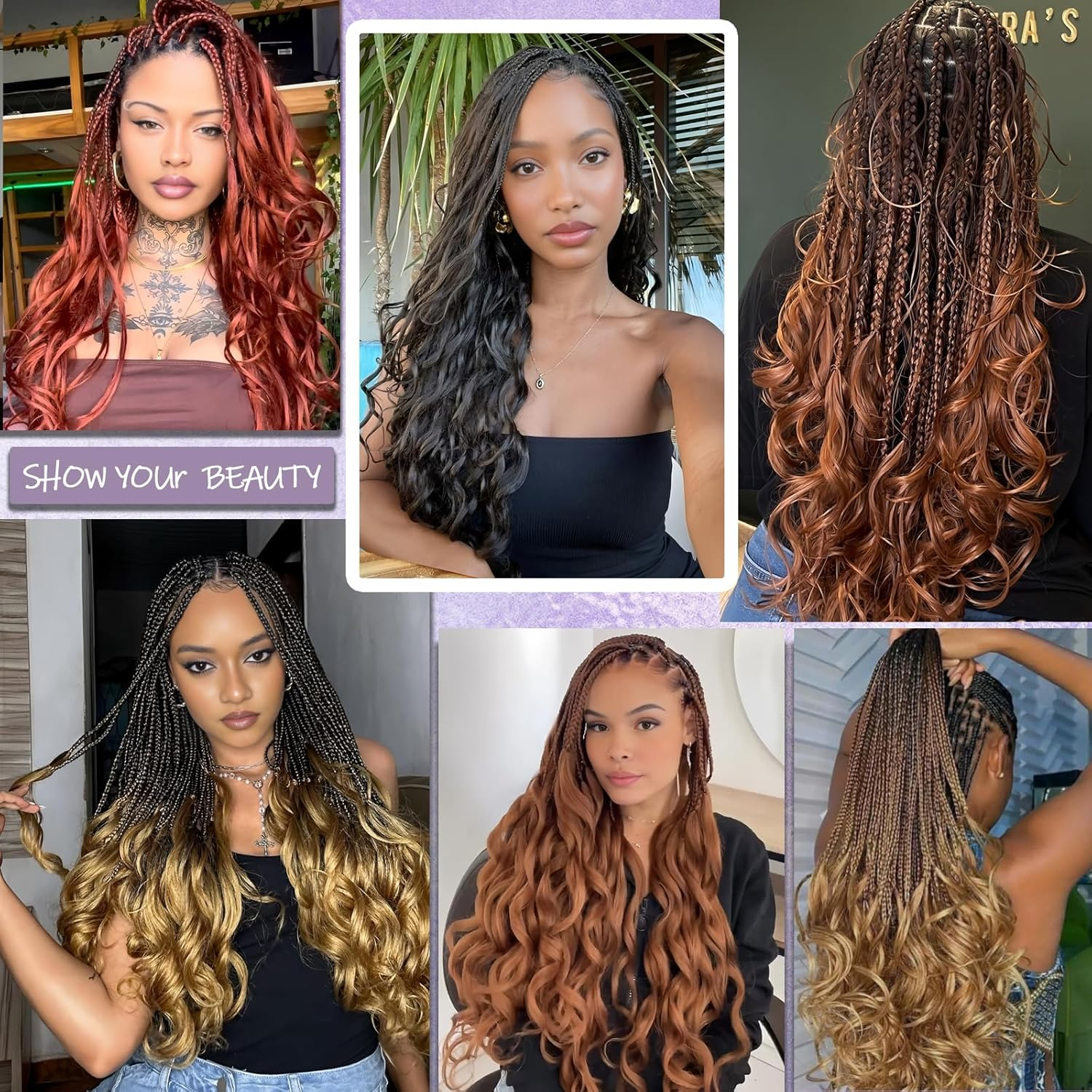 Locescsoc 24 Inch French Curls Braiding Hair 8 Packs Spanish Curly Braids Pre Stretched Loose Wave Soft French Curl Synthetic Braiding Hair Extensions for Women (27#, 24 Inch (Pack of 8)) - 1B/27 image number 3
