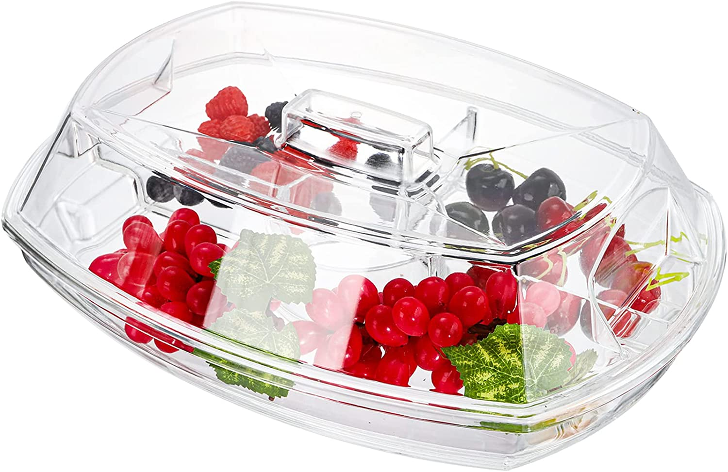 DEAYOU Ice Serving Tray with Lid for Party Food, Serving Platter Dish for Appetizers, Fruits, Vegetables, Salads, Picnic, Snack image number 6