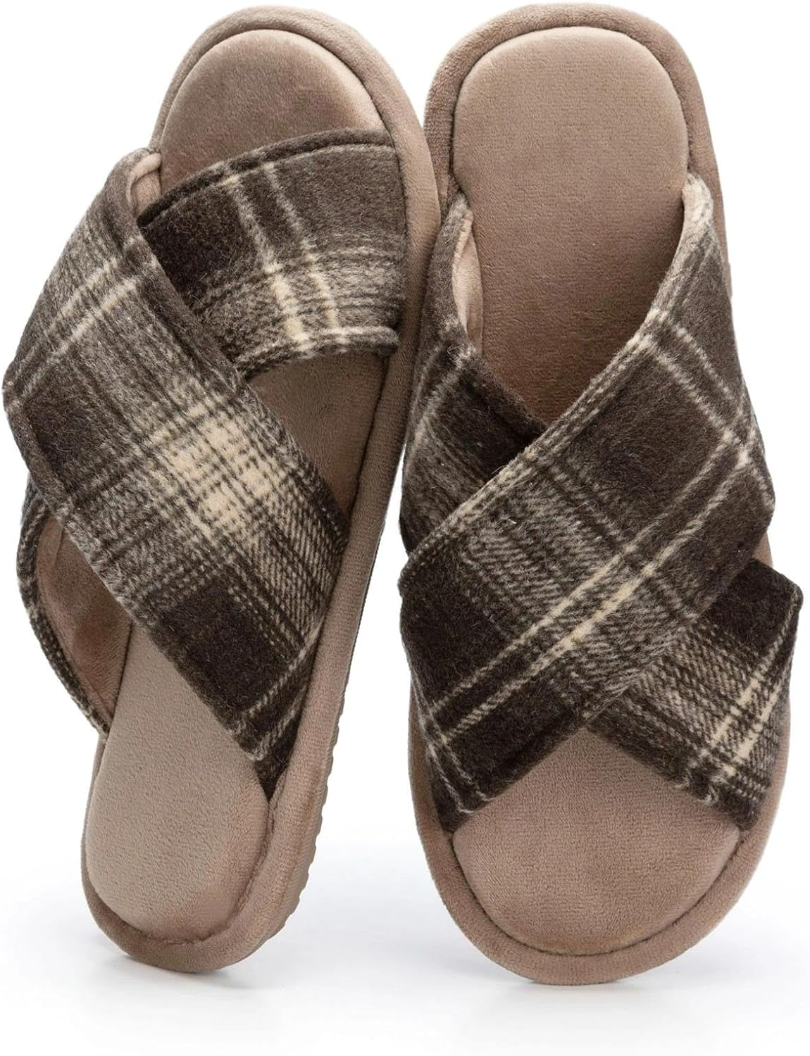 Mens Cozy Slippers Cross Band House Slippers with Memory Foam Soft Non-Slip Indoor House Shoes Summer Breathable Slipper