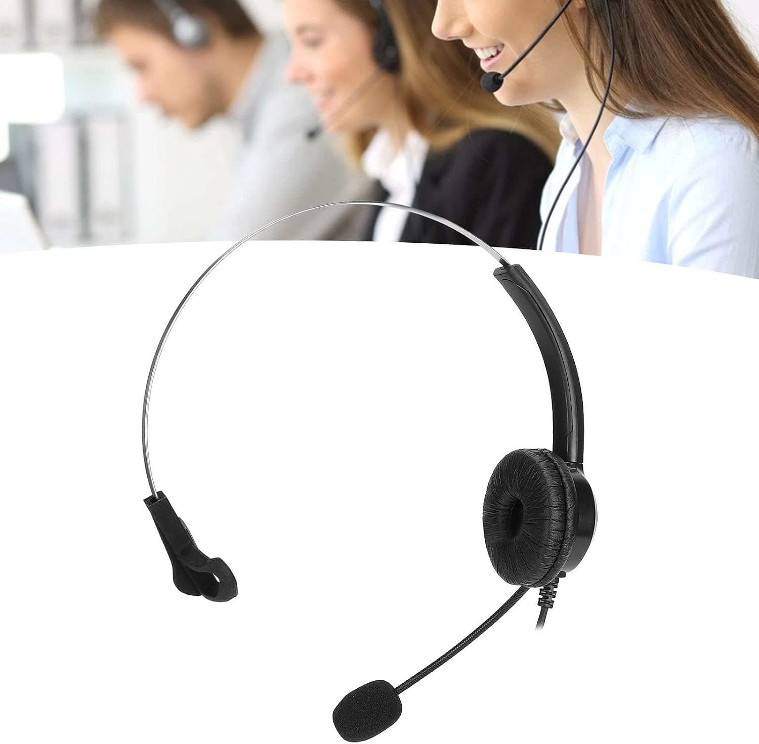 Annadue Telephone Headset with RJ9 Socket, Hands-Free Call Centre Headset with Microphone and Audio Control for Skype, Business, Office, Webseminars Etc. image number 1