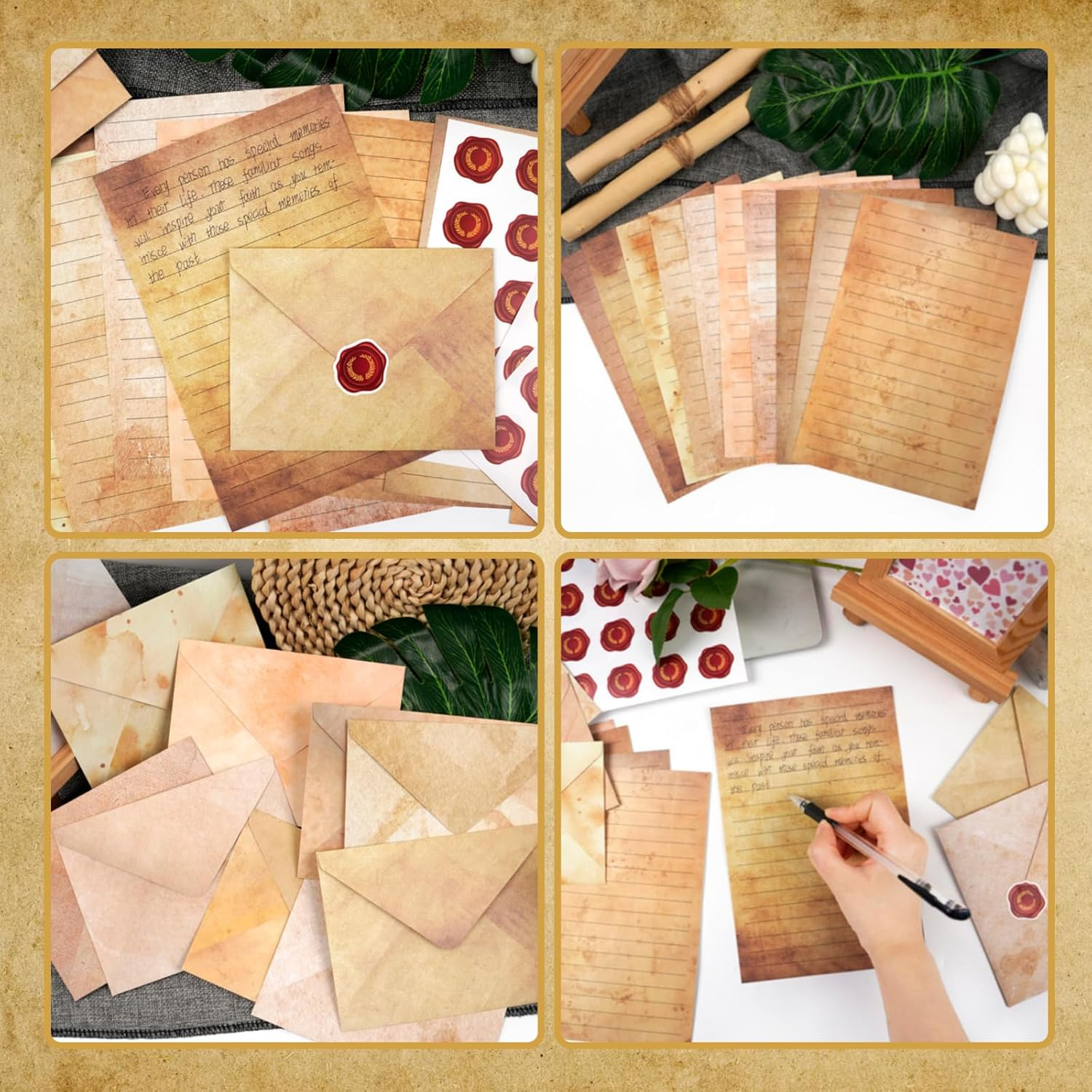 EWEIS Vintage Stationery Writing Set, 50 Pcs Letter Writing Paper with Matching Envelopes, Elegant Writing Letter Set for Enhance Friendship,Writing Paper Stationary for Pen Pals image number 3