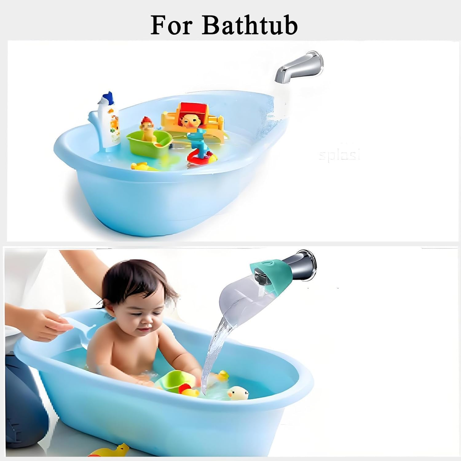 2 Pack Baby Bath Faucet Extender, Bath & Handwashing Helper for Kids, Faucet Protector for Baby Hand Washing, Fits Most Bathroom Kitchen(Dark Blue) image number 3