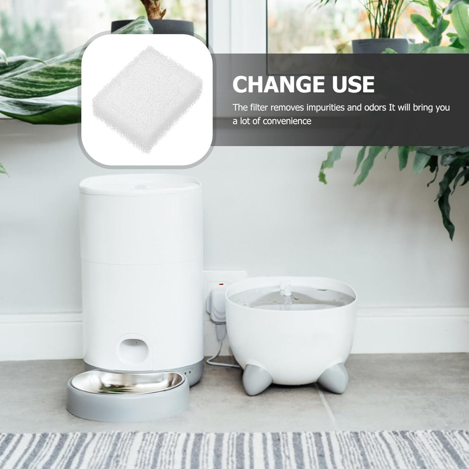 Alipis Cat Fountain Filter Sponge Foam Filter Replacement Pet Water Dispenser Parts Waterer Filters, White, 3.18X2.59X1.06In, 12Pcs image number 5