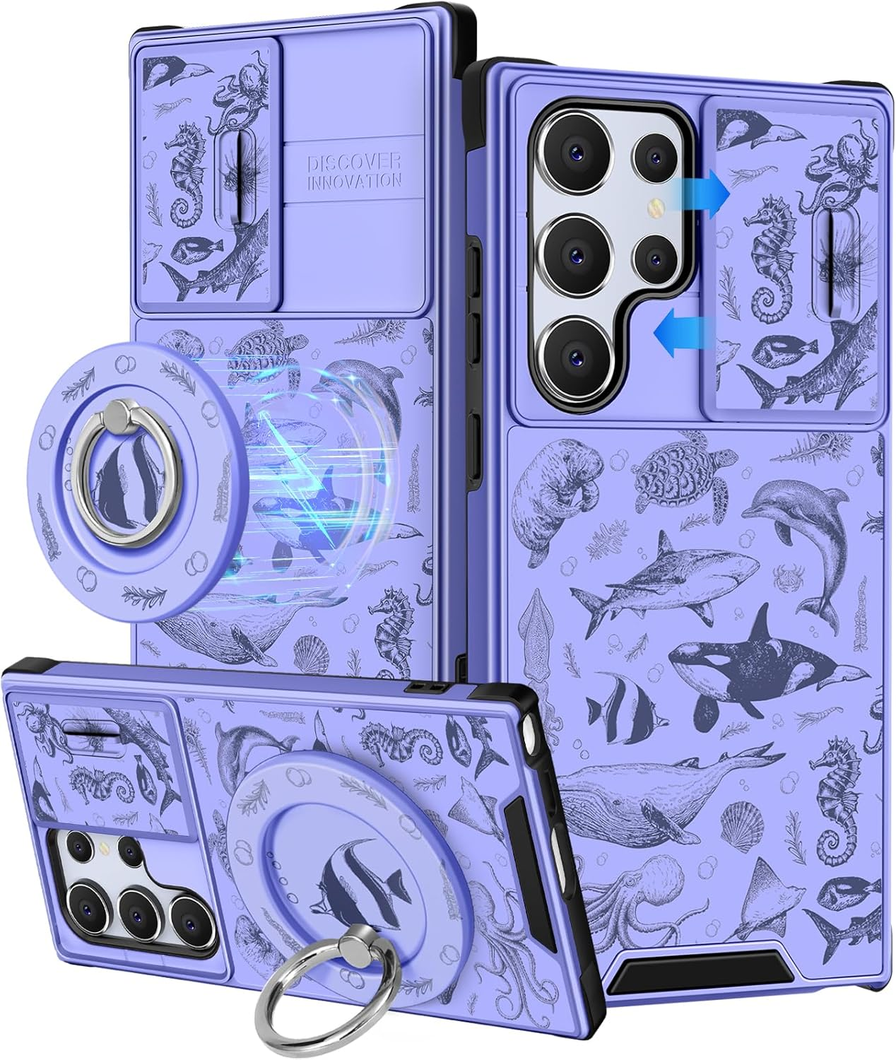 Buleens for Samsung Galaxy S25 Ultra Case - with Ring Stand & Camera Cover Aesthetic Cute Designed for Women Girls Girly Cool Cartoon Astronaut for Samsung S25 Ultra Phone Case Compatible with Magsafe image number 3