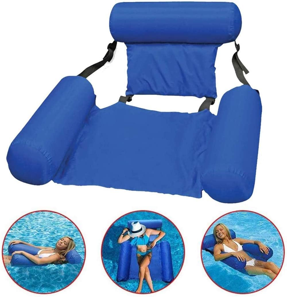 Pool Floating Chair Hammock , Inflatable Water Hammock Swimming Pool Floating Chair, Foldable Dual-Use Fabric Covered U-Seat, Water Play Lounge Chair Floating Bed Sofa image number 3