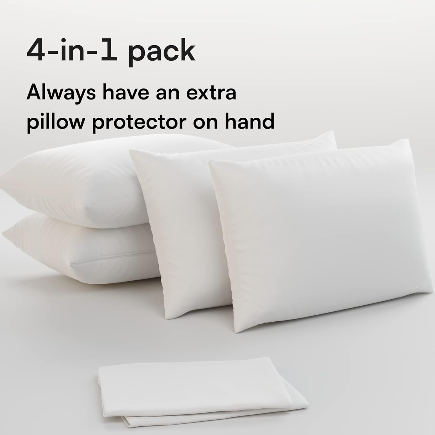 Niagara 4 Pack of Pillow Protectors with Zipper, Standard Size, Effective Dust Protection, Quiet, Stay in Place Pillow Covers, Breathable Case for Pillow Lifespan Extention (20X26 Inches) image number 1