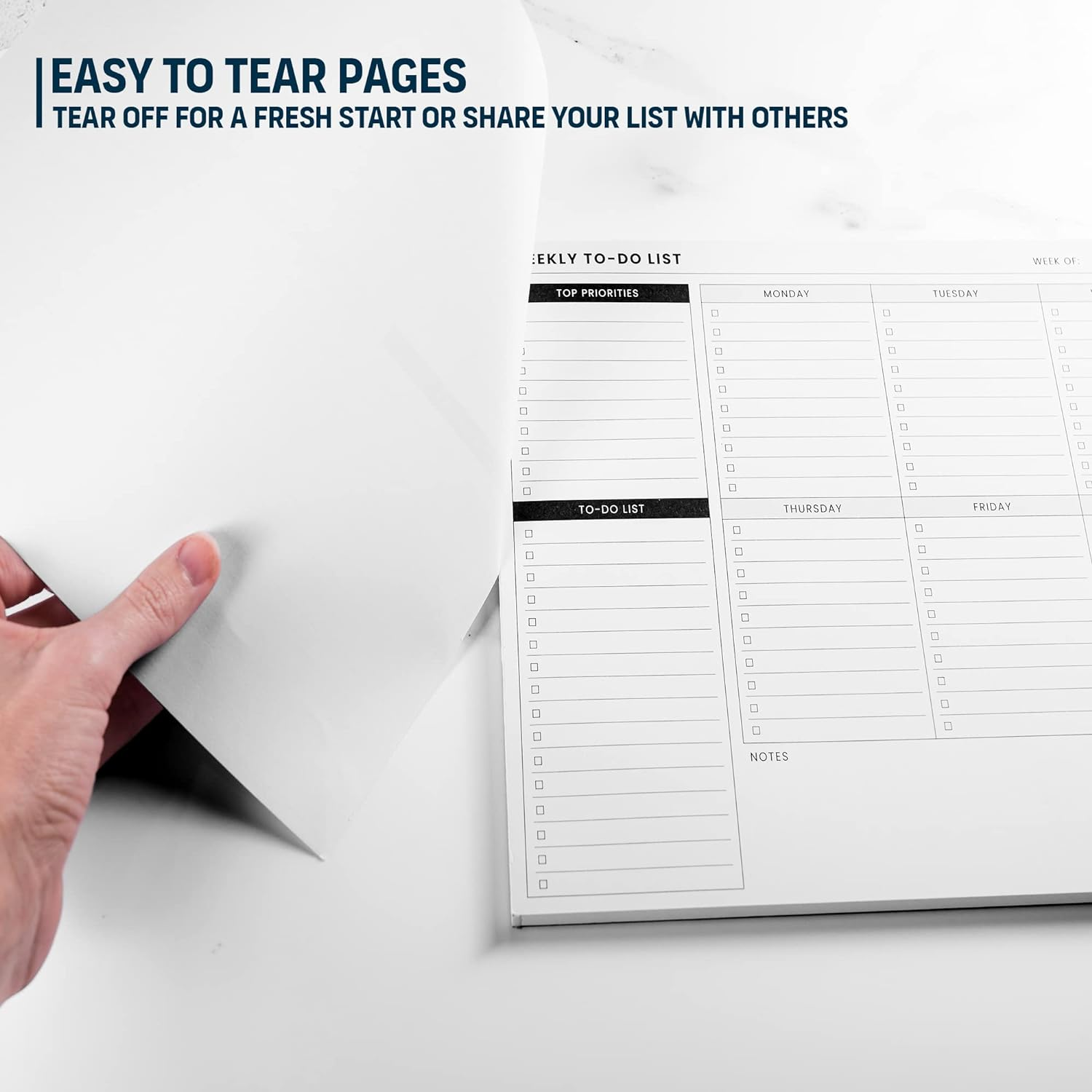 Weekly Planner Pad: to Do List Desk Notepad with Multiple Sections - 8.5X11" 52 Sheets - Undated Tear off Notebook Calendar - Habit Planning Tracker, Task Goal Checklist Organizer - Agenda Plan Pad image number 5