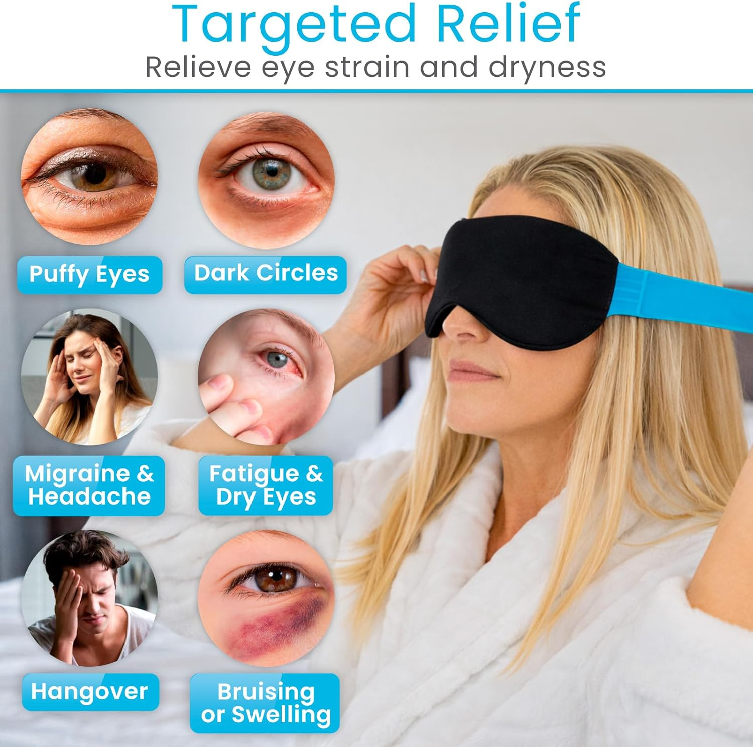 Arctic Flex Cold Eye Mask - Gel Ice Pack for Cool Sleeping, Dry Night Treatment - Reusable Hot Spa Therapy
