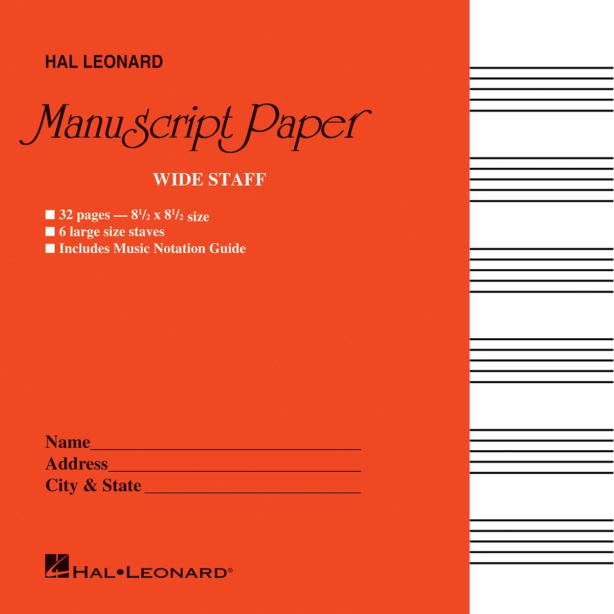 Wide Staff Manuscript Paper 6 Stave