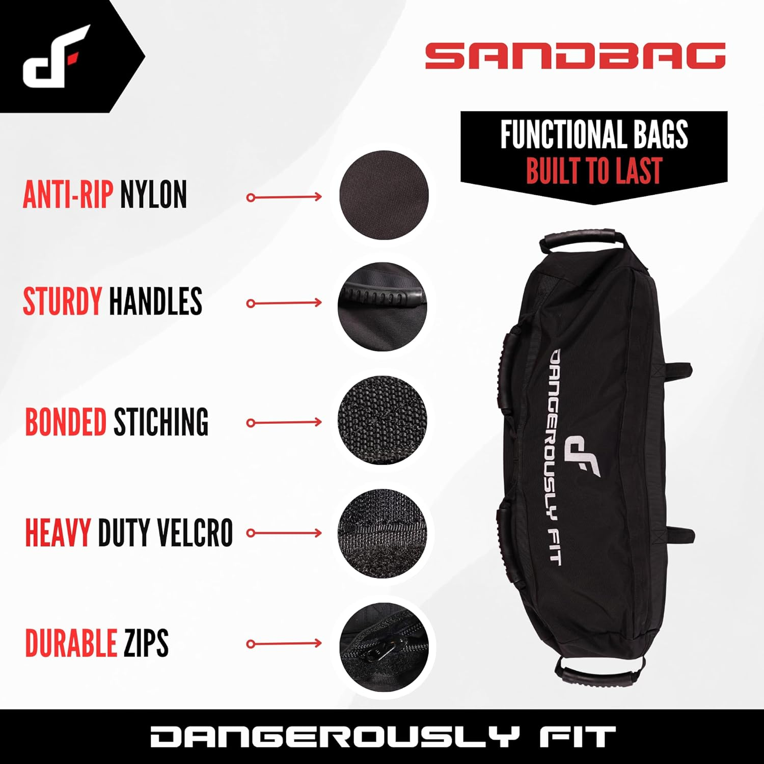 Sandbags - Heavy Duty Durable Workout Exercise Bag for Crossfit Training, Functional Fitness, Strength, MMA, Conditioning - Adjustable Fillers Bags to 20Kg, 40Kg & 60Kg image number 4