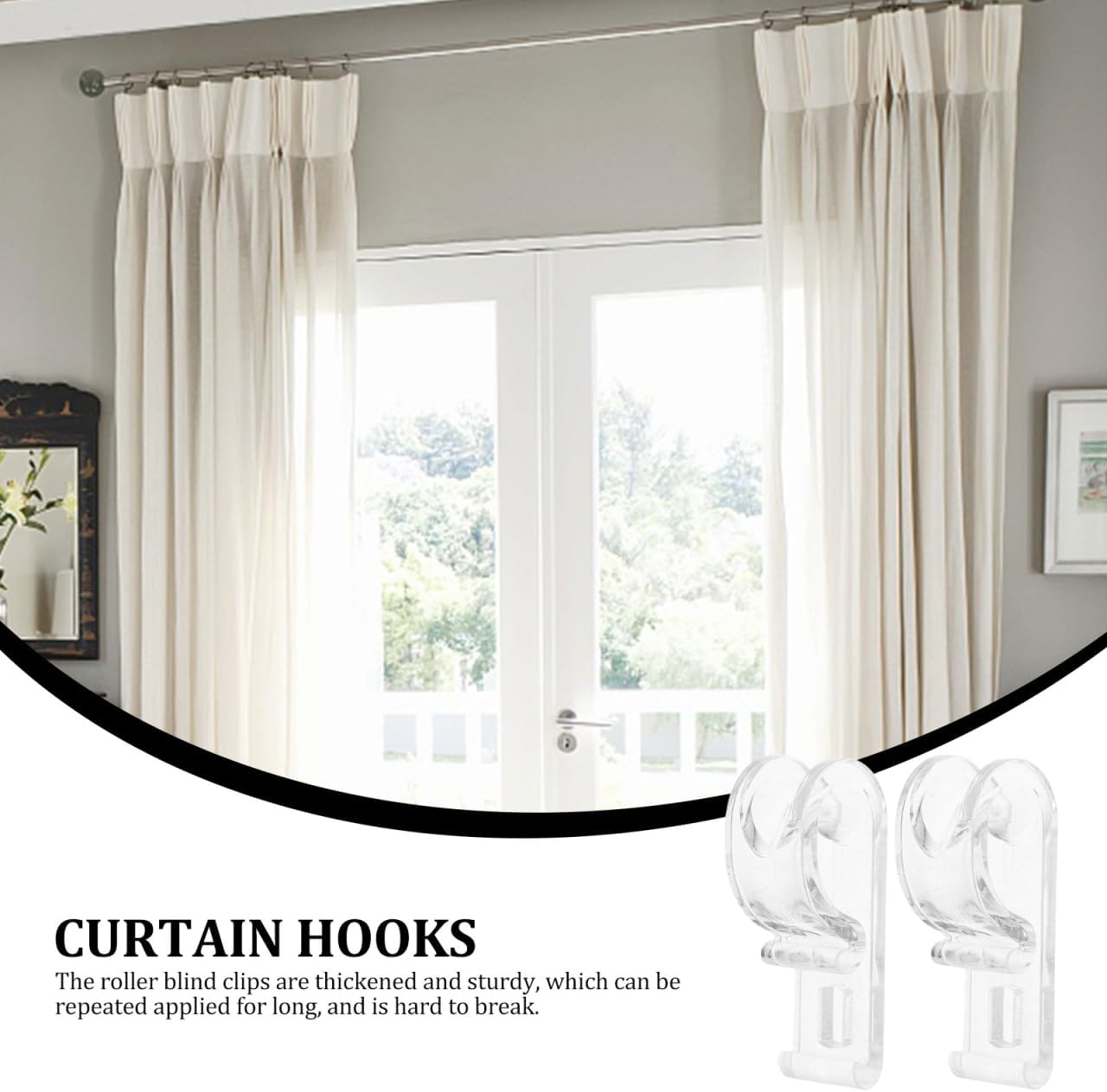 Luxshiny Curtain Chain Holder Blind Cord Guide 30Pcs Roller Shade Clear Saftey Chain Retainer and Cord Guide Fixation Hook P Clip for Roller Blinds Cord and Bead Chain Tension Device image number 5