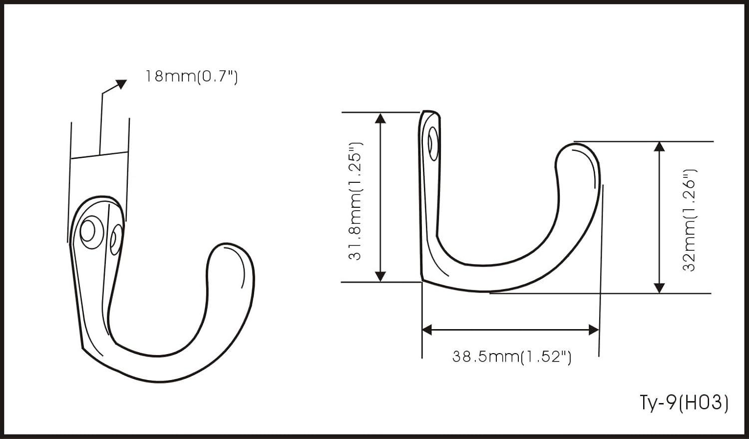 QCAA Premium Quality Single Prong Robe Hook Hanger, Zinc Die Cast, Matte Black, 6 Pack image number 5