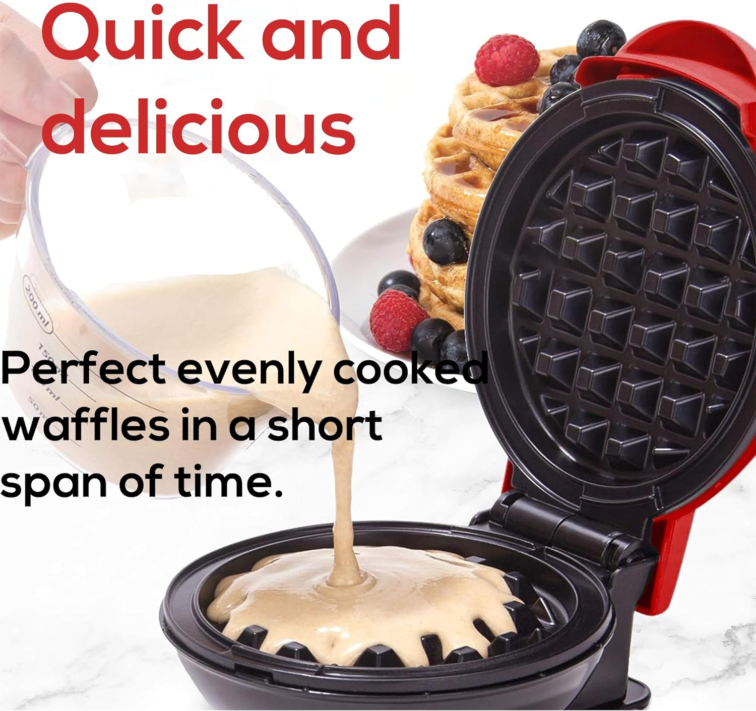 Mini Waffle Maker Classic: Versatile Nonstick Breakfast & Panini Machine - Compact, Lightweight & Stylish Kitchen Appliance image number 5
