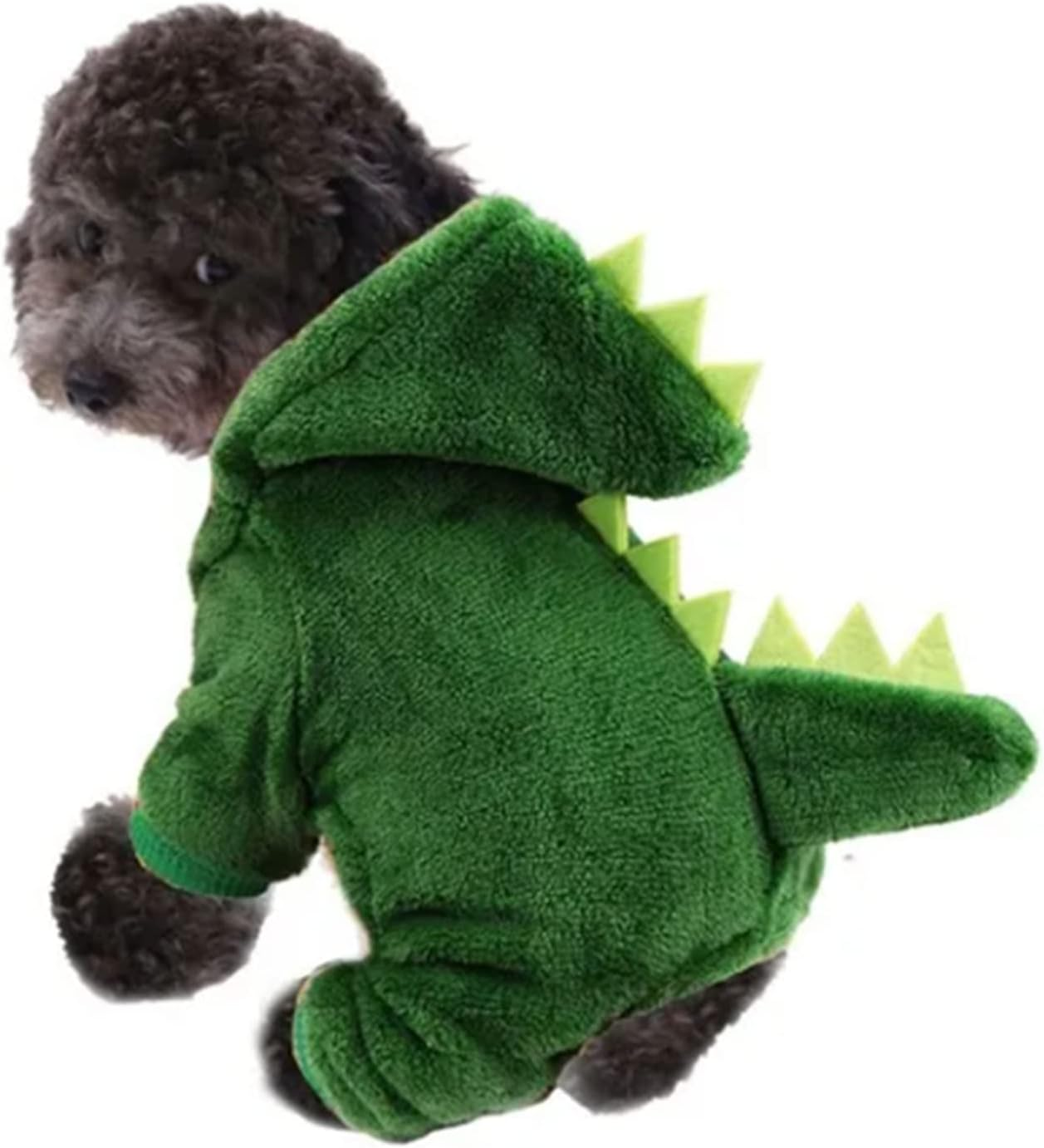Dog Dinosaur Costume, Fashion Cute Warm Fluffy Hoodie Puppy Winter Outfits, Pet Halloween Costumes Dog Plush Outfit Cosplay Funny Apparel Four Leg Jumpsuit for Dogs Cats Pets(L) image number 4