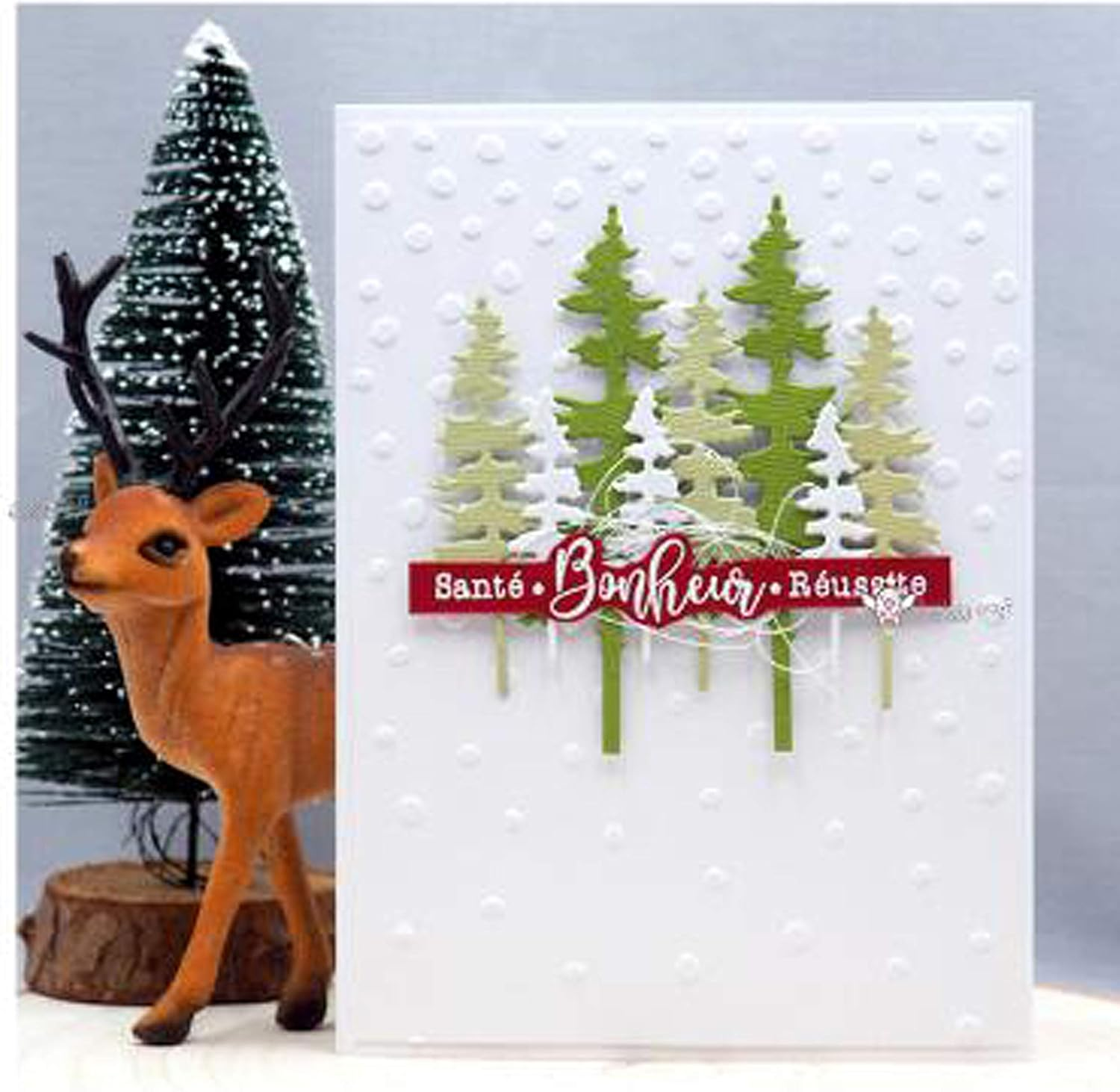 3Pcs Tree Metal Die Cuts,Christmas Tree Cedar Deer Cutting Dies Cut Stencils for DIY Scrapbooking Album Decorative Embossing Paper Dies for Card Making image number 3