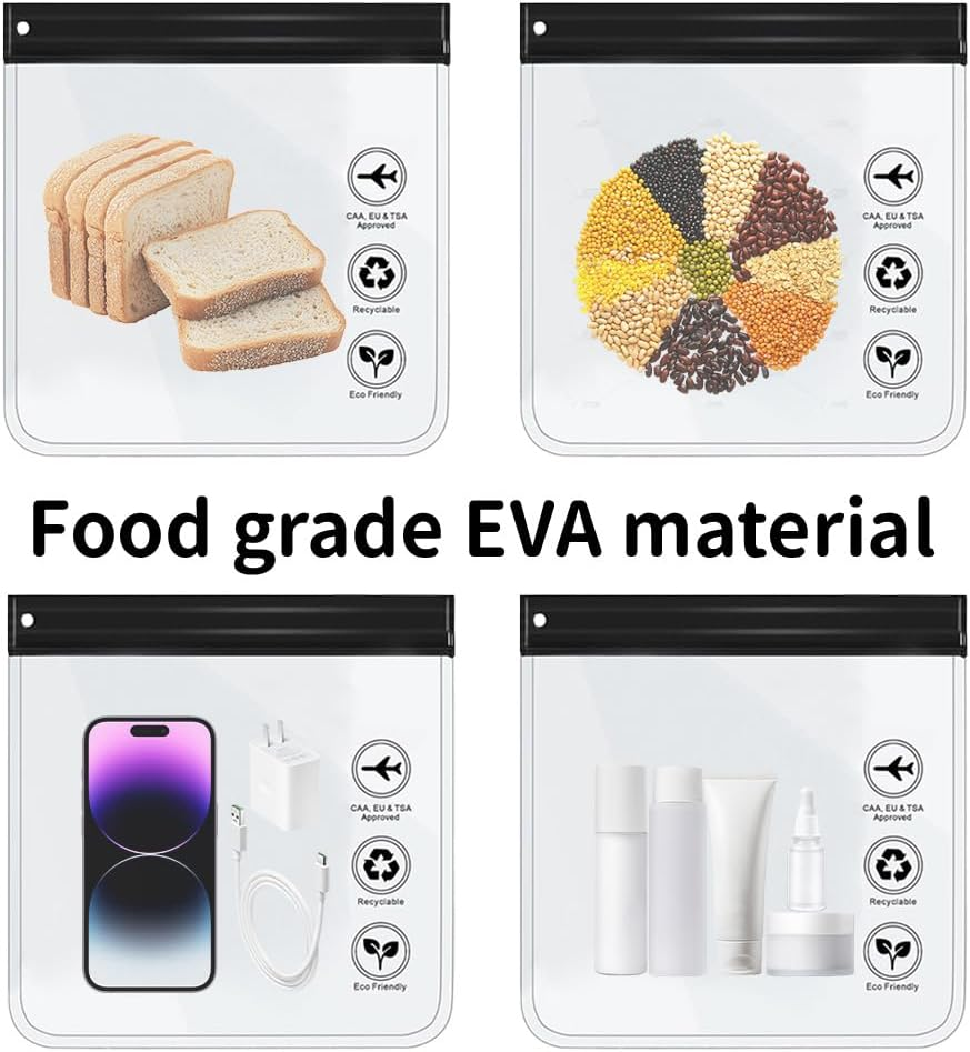 3Pcs Approved Toiletry Bag,Leakproof Airport Security Liquid Bags Trip Accessories Makeup Essentials Clear for Men Women - Black image number 4