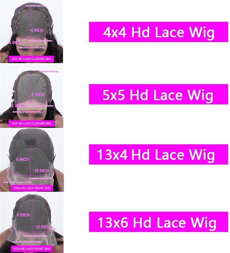 Women 20-40 Inch Deep Wave Lace Front Human Hair Wig Curly Water Wave Brazilian Long Wig for Wedding Party(13X4 Frontal Wig,26In#250)