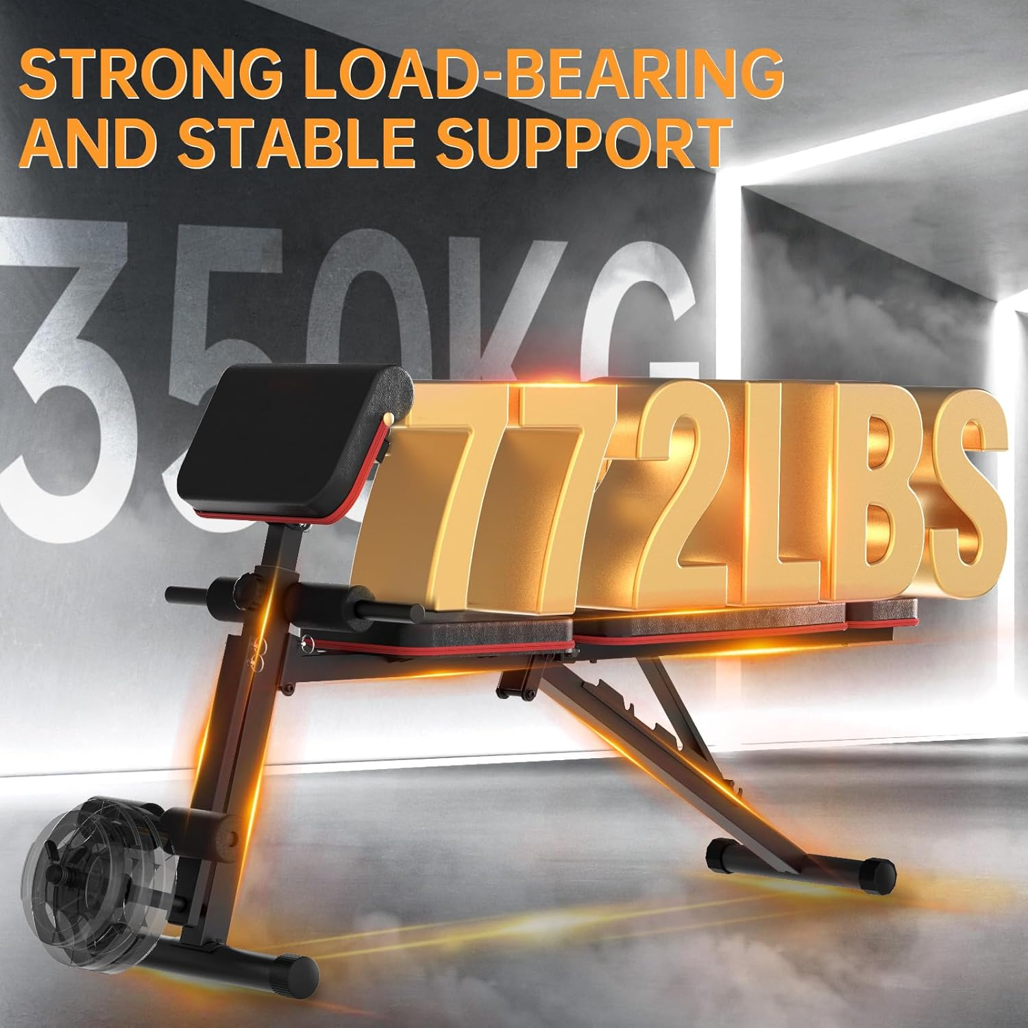 JOROTO Weight Bench Adjustable, Foldable Workout Bench Press, 350KG Load Strength Training Benches for Home Gym Full Body Workout, Roman Chair image number 5